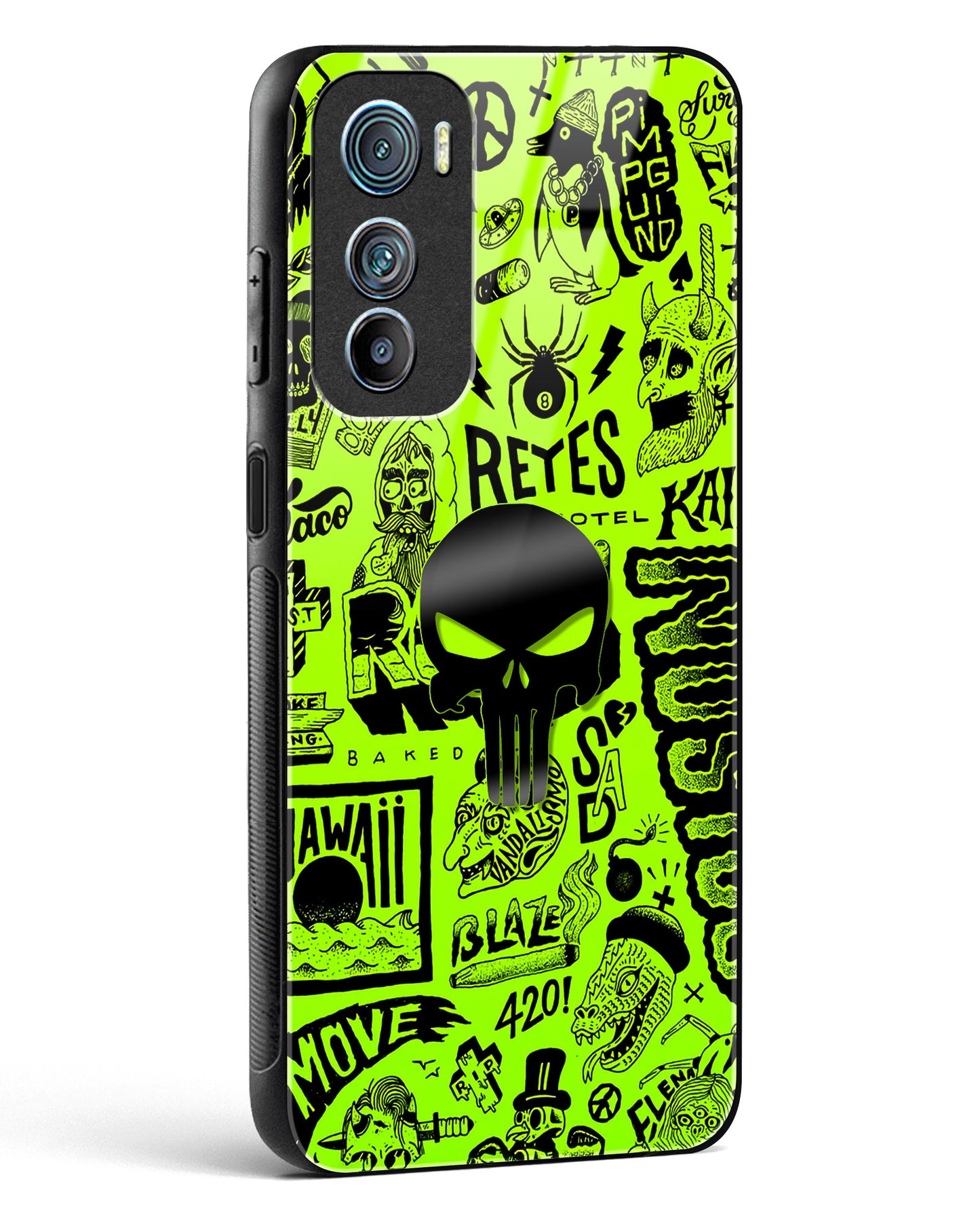 4D Skull Logo Graffiti Glass Phone Case-Motorola Edge 30