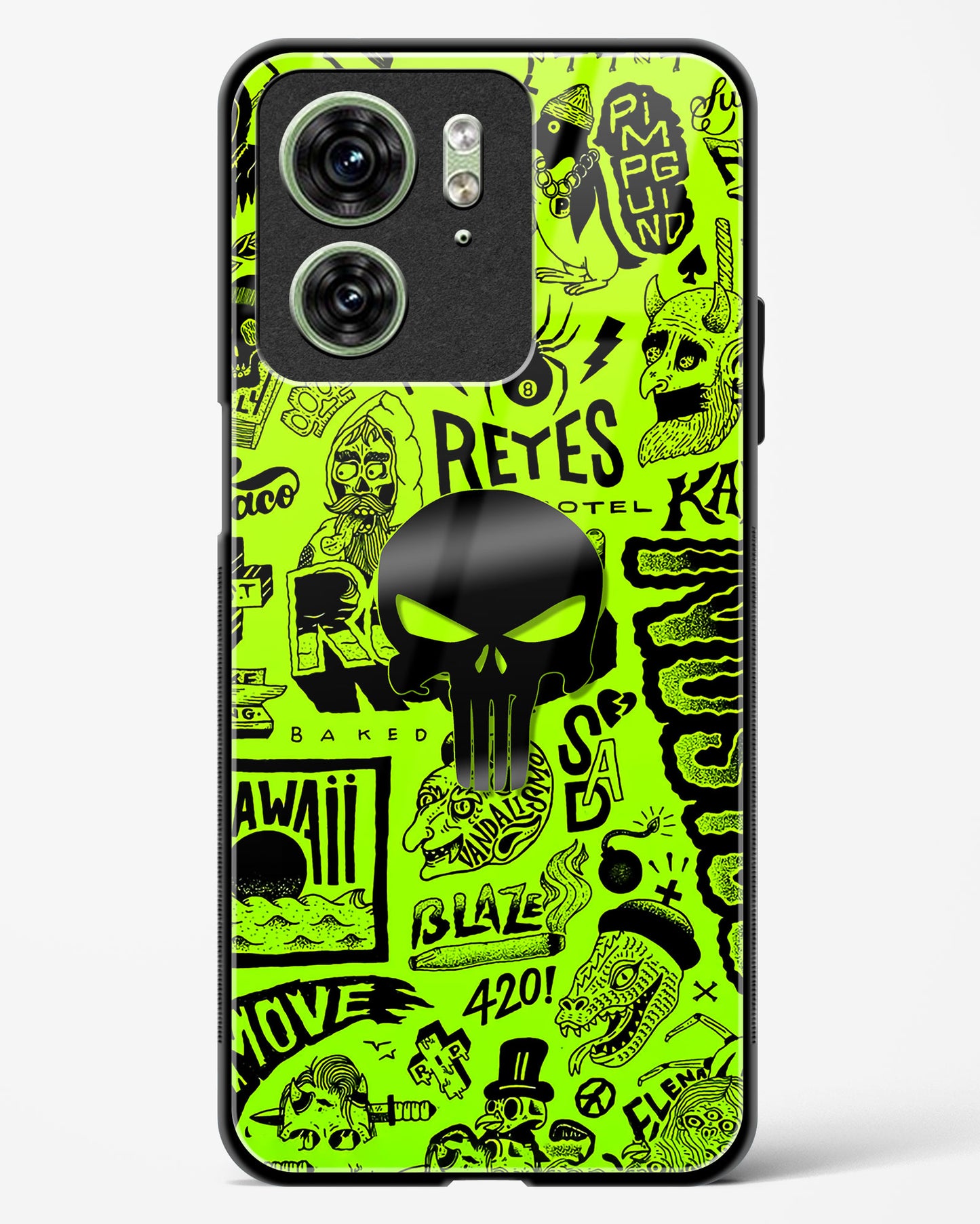4D Skull Logo Graffiti Glass Phone Case-Motorola Edge 40