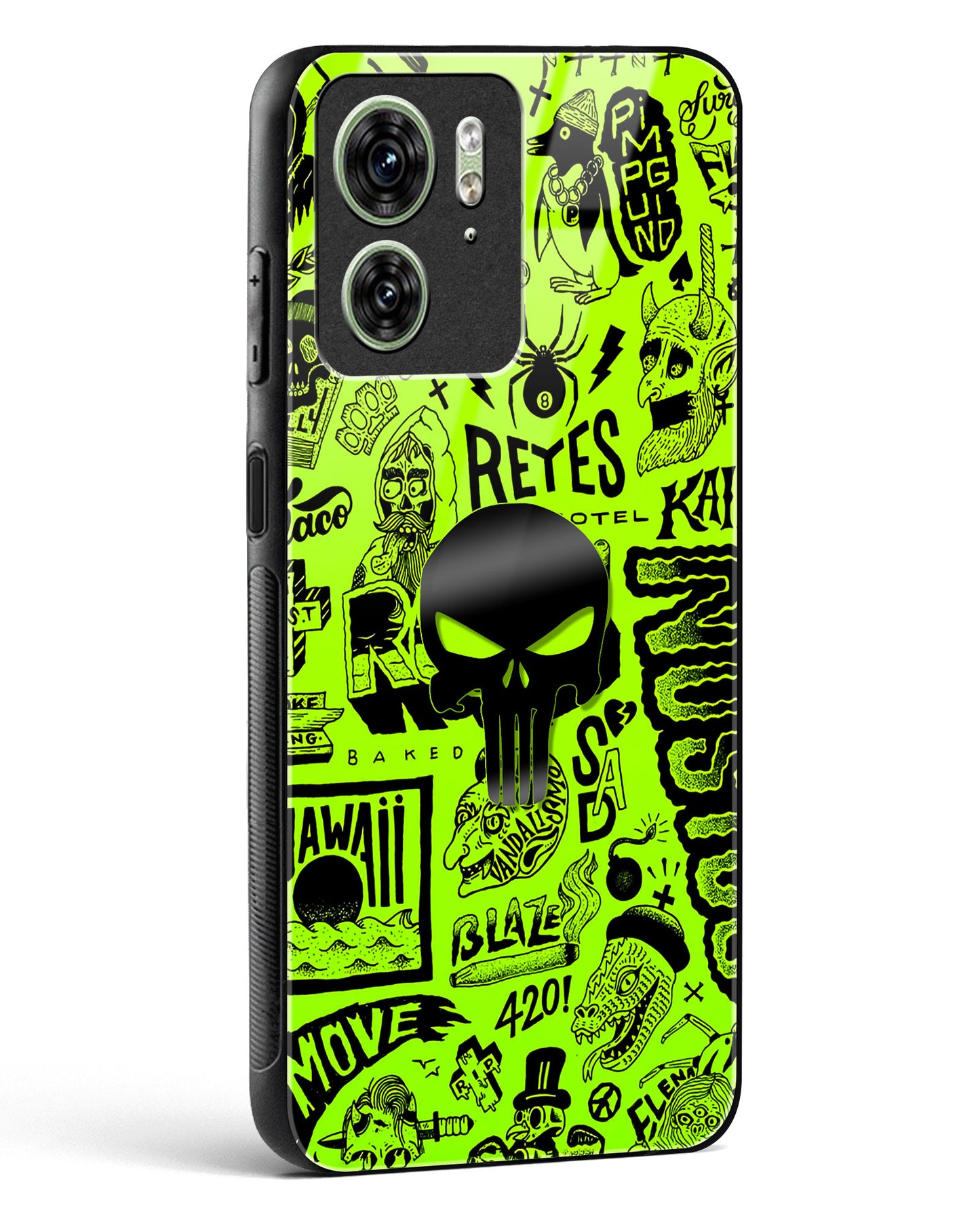 4D Skull Logo Graffiti Glass Phone Case-Motorola Edge 40
