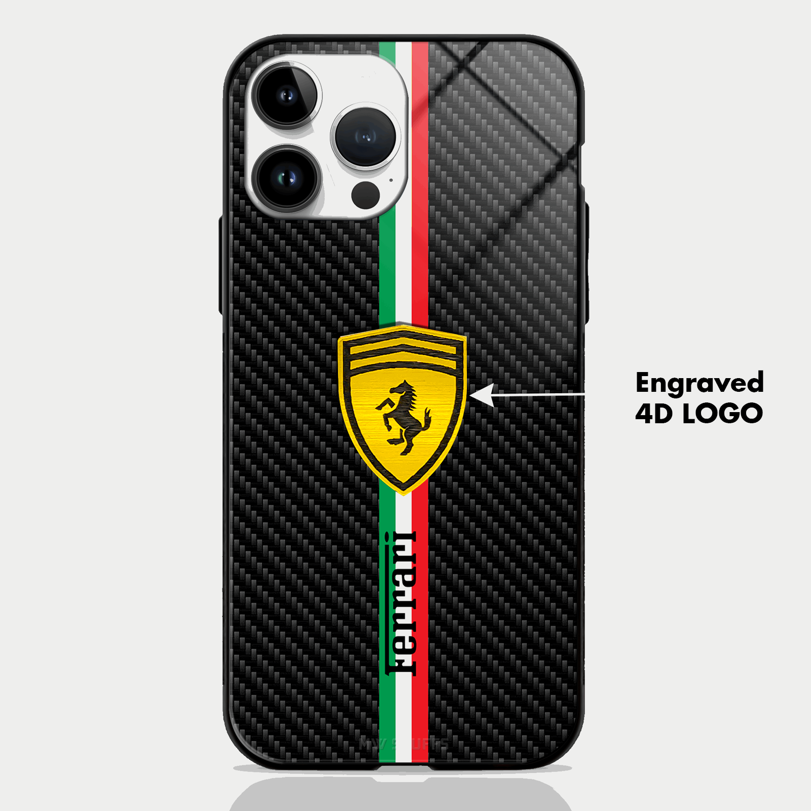 4D Engraved Racing Brand logo Glass Case - MW Stuffs