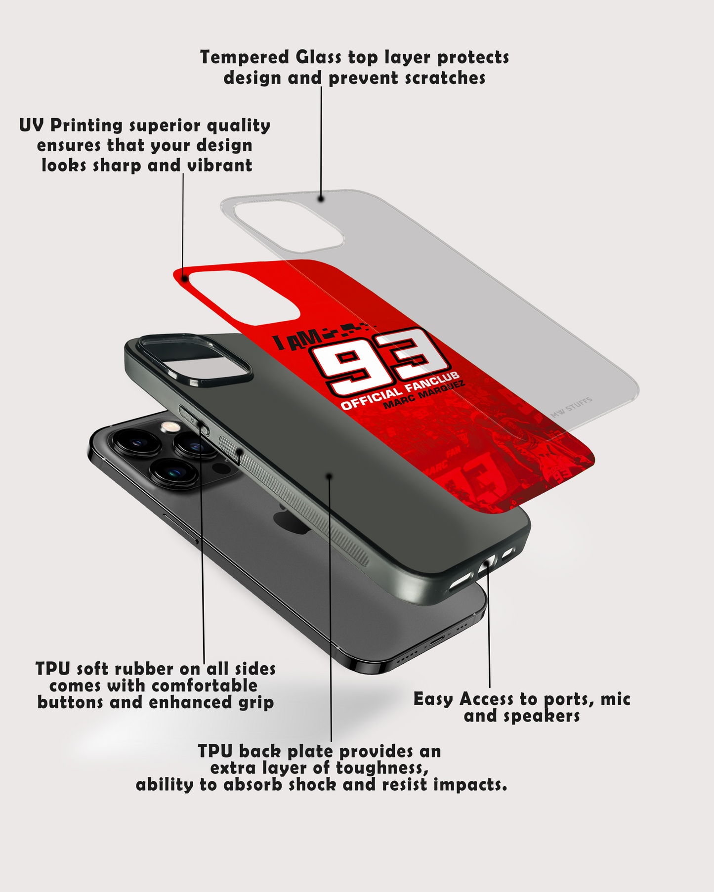 93 Official Fanclub Style Printed Glass Case - - MW Stuffs -