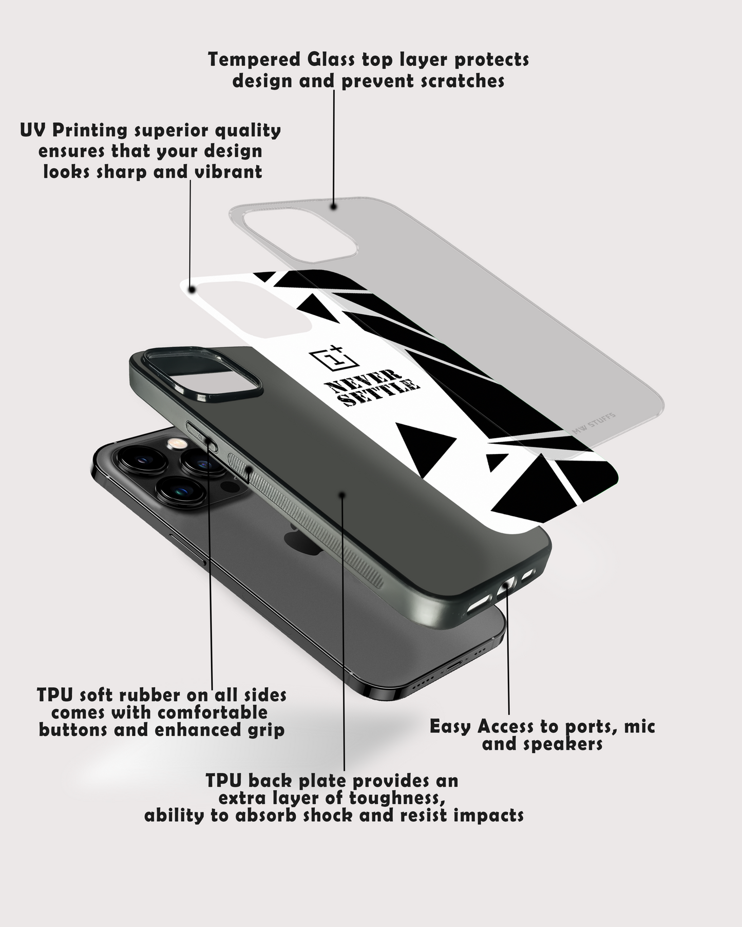 Abstract with Custom Logo GLASS CASE (Customizable for all models) -  - MW Stuffs -