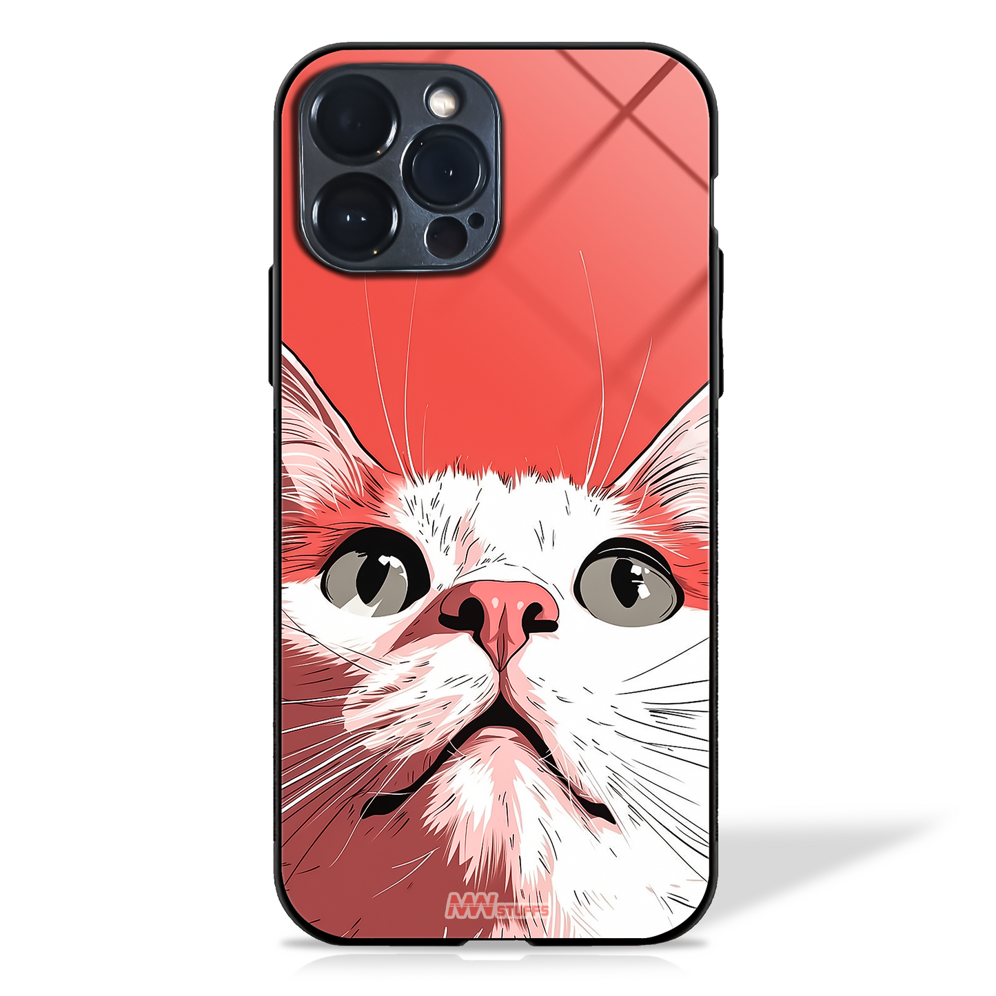Adorable Cat Illustration Glass Case