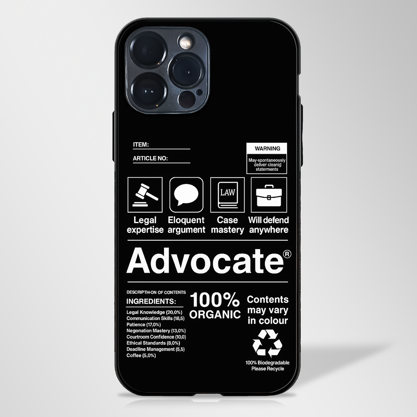 Advocate Essence Glass Case (Black & White)