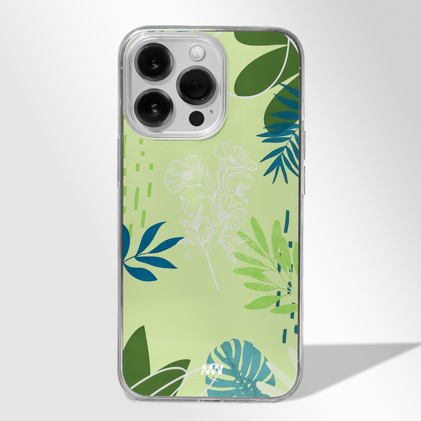 Aesthetic Greeny Floral Pattern Premium CLEAR CASE - - MW Stuffs -