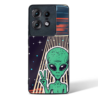 Alien Peace Glass Phone Case (For all Motorola Models)