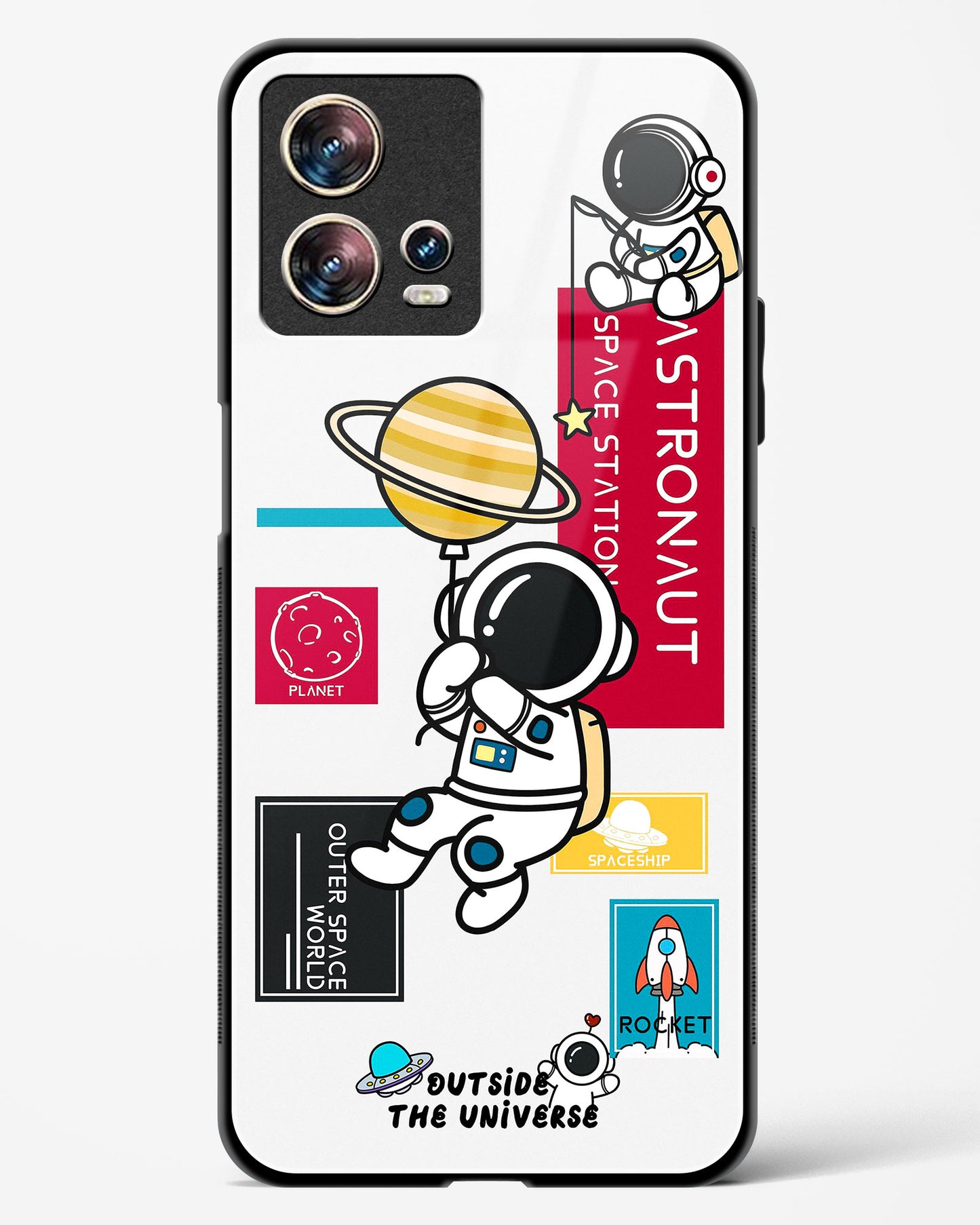 Astronaut Cartoon Glass Phone Case-Motorola Edge 30 Fusion