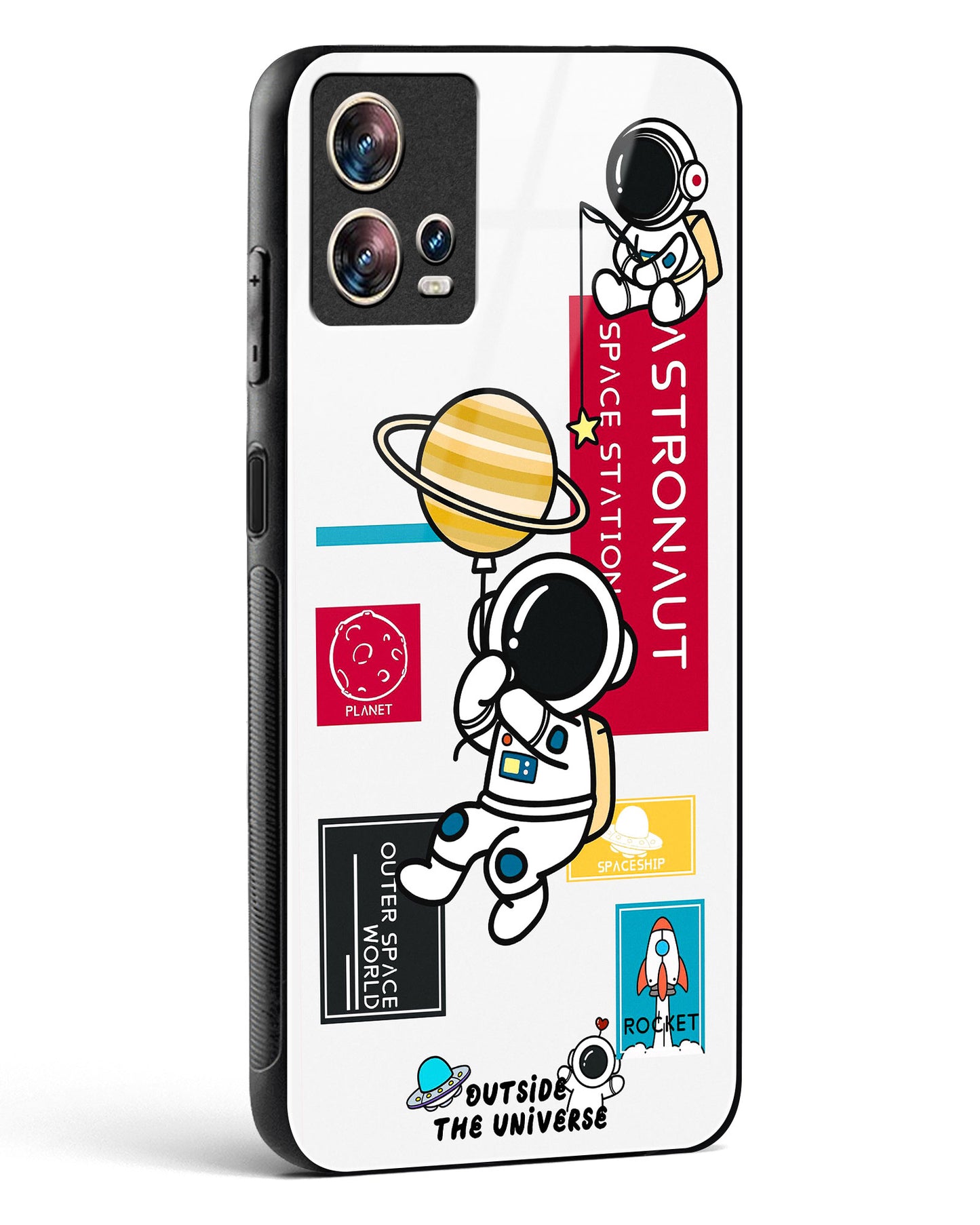 Astronaut Cartoon Glass Phone Case-Motorola Edge 30 Fusion
