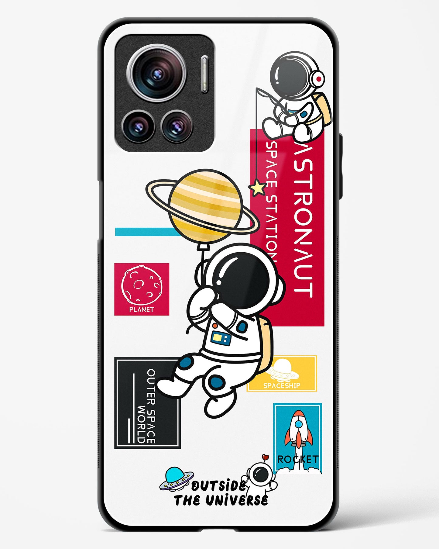 Astronaut Cartoon Glass Phone Case-Motorola Edge 30 Ultra