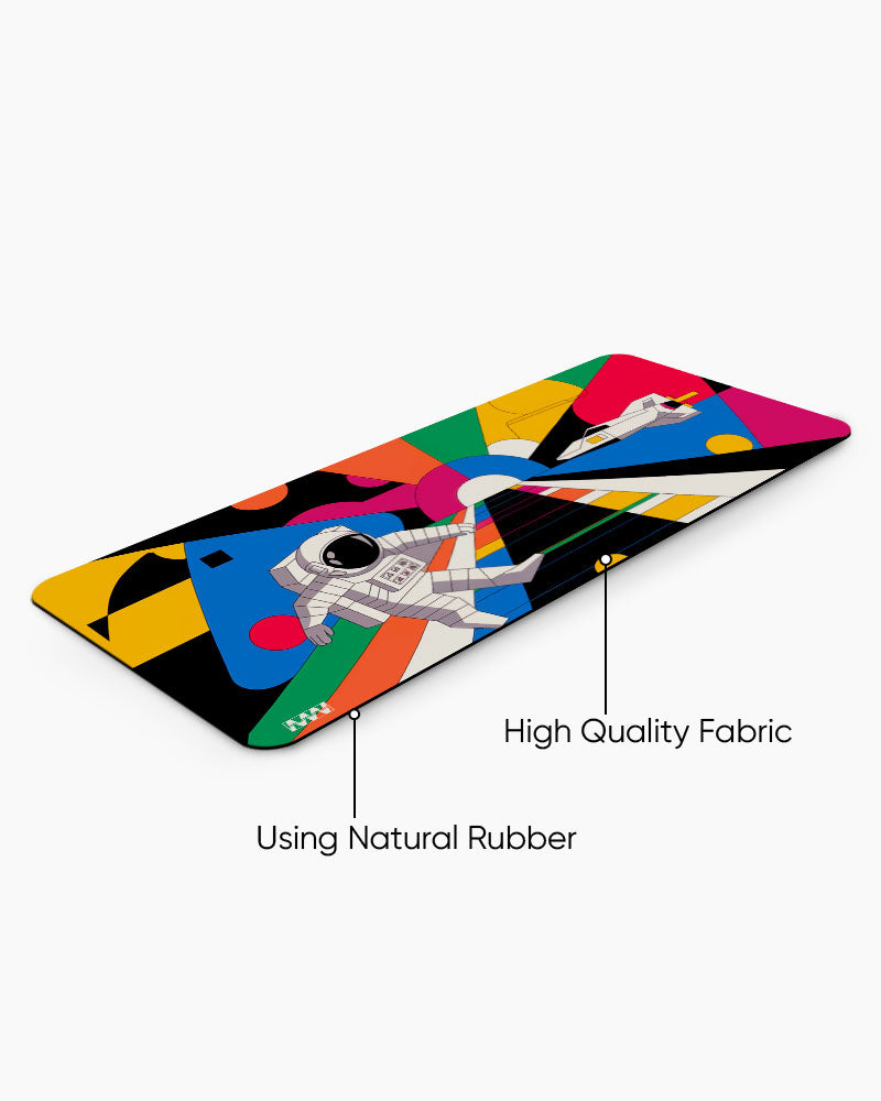Astronaut's Journey on the Neon Path Deskmat