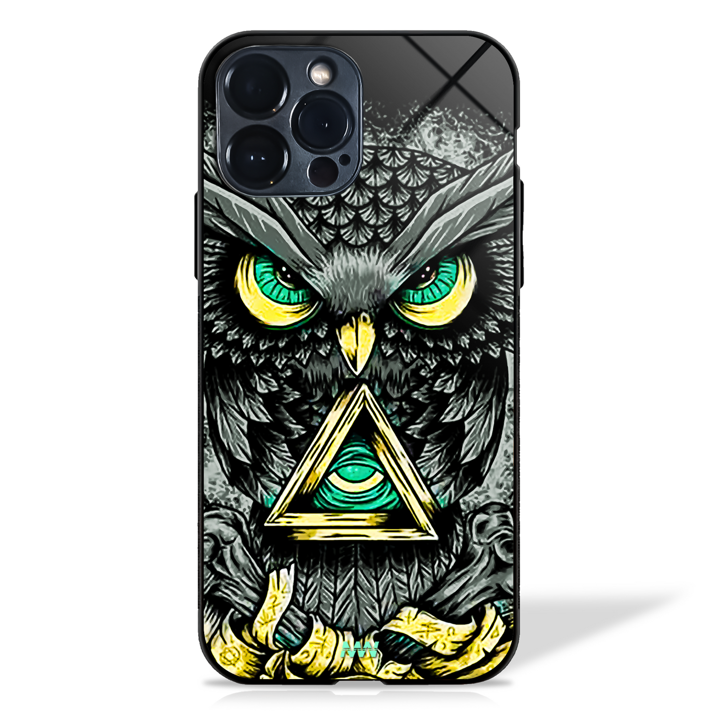 Avoid Negative Vibes - Third Eye Owl Printed Glass Case - - MW Stuffs -