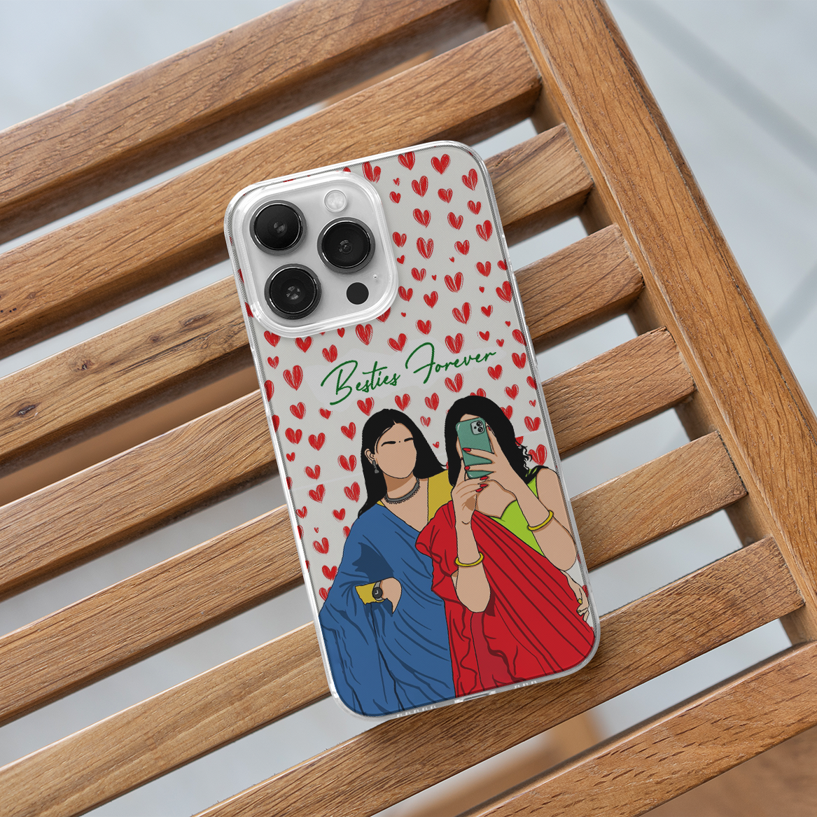 Besties Forever Girly Clear Silicone Case