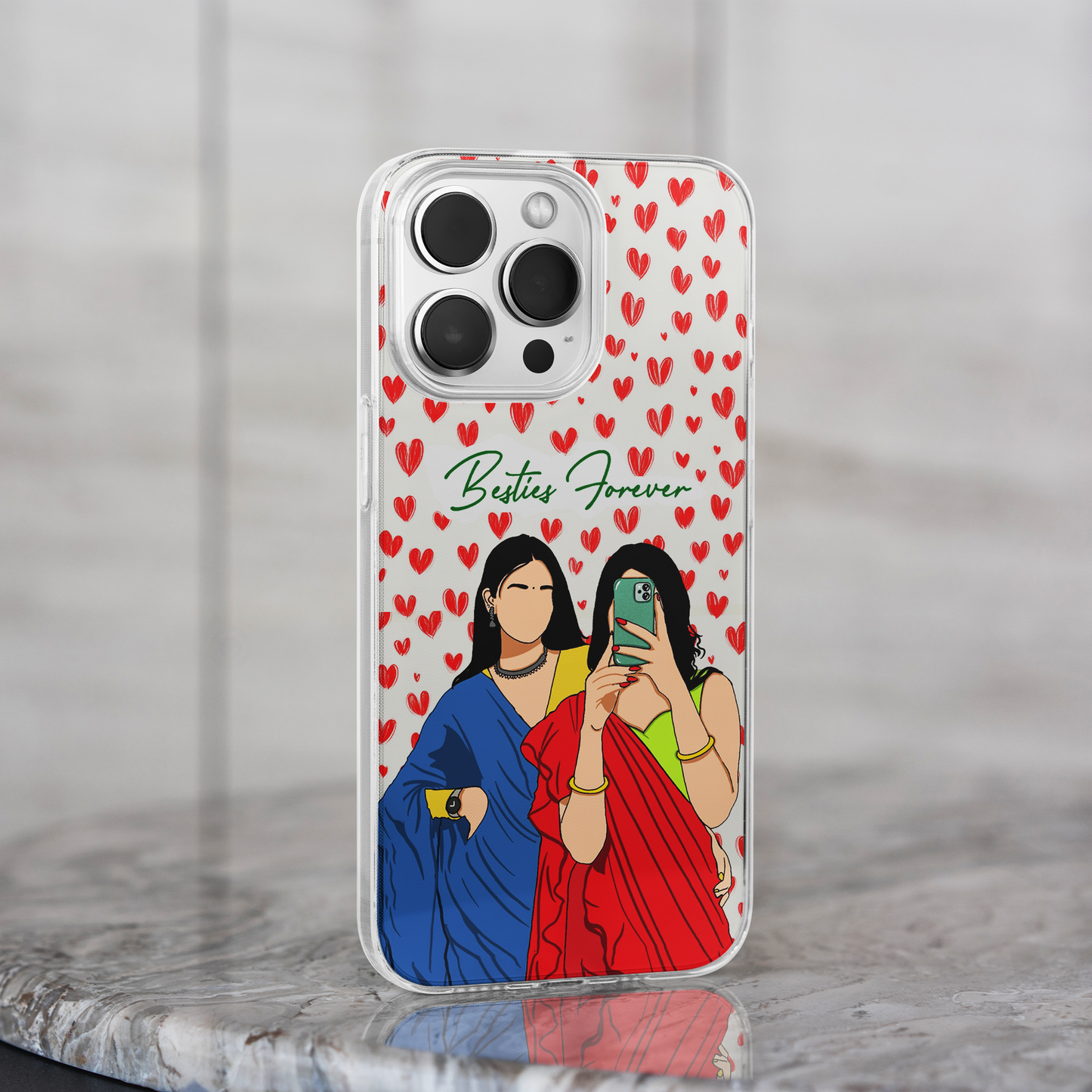 Besties Forever Girly Clear Silicone Case