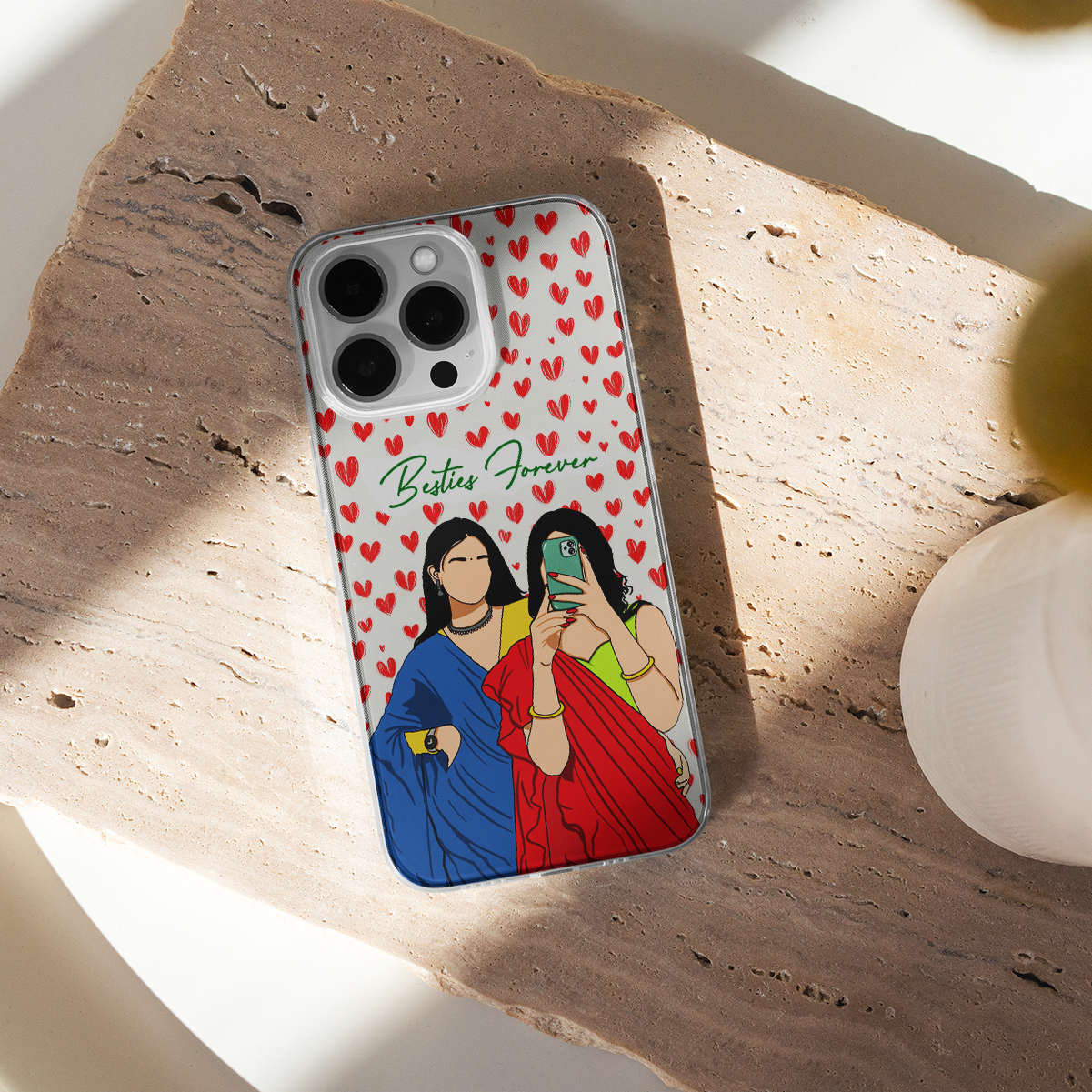 Besties Forever Girly Clear Silicone Case