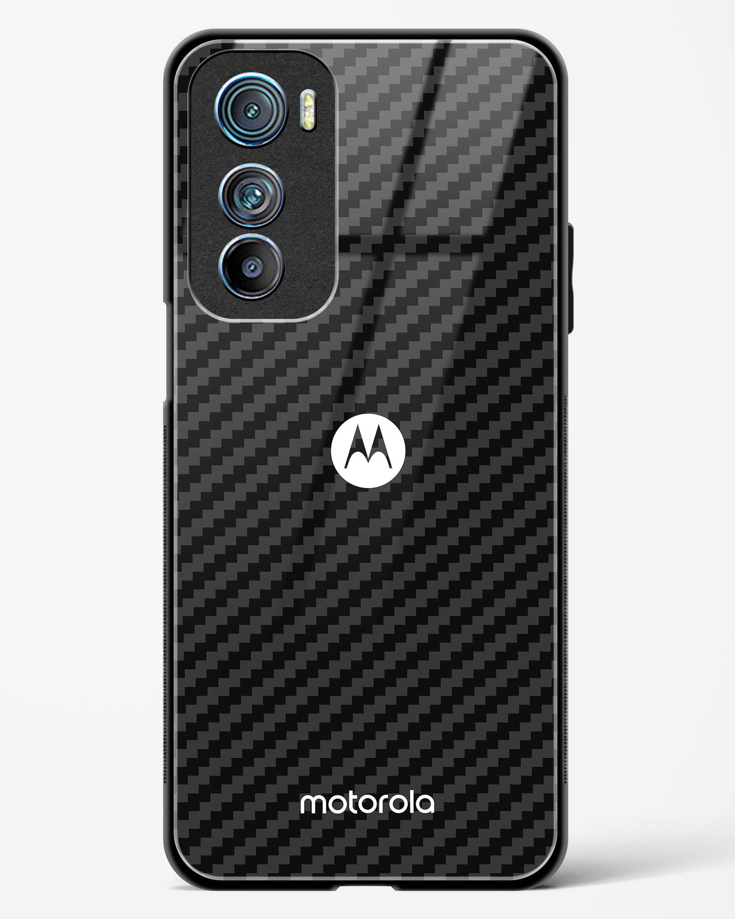 Black Carbon Pattern Glass Phone Case-Motorola Edge 30