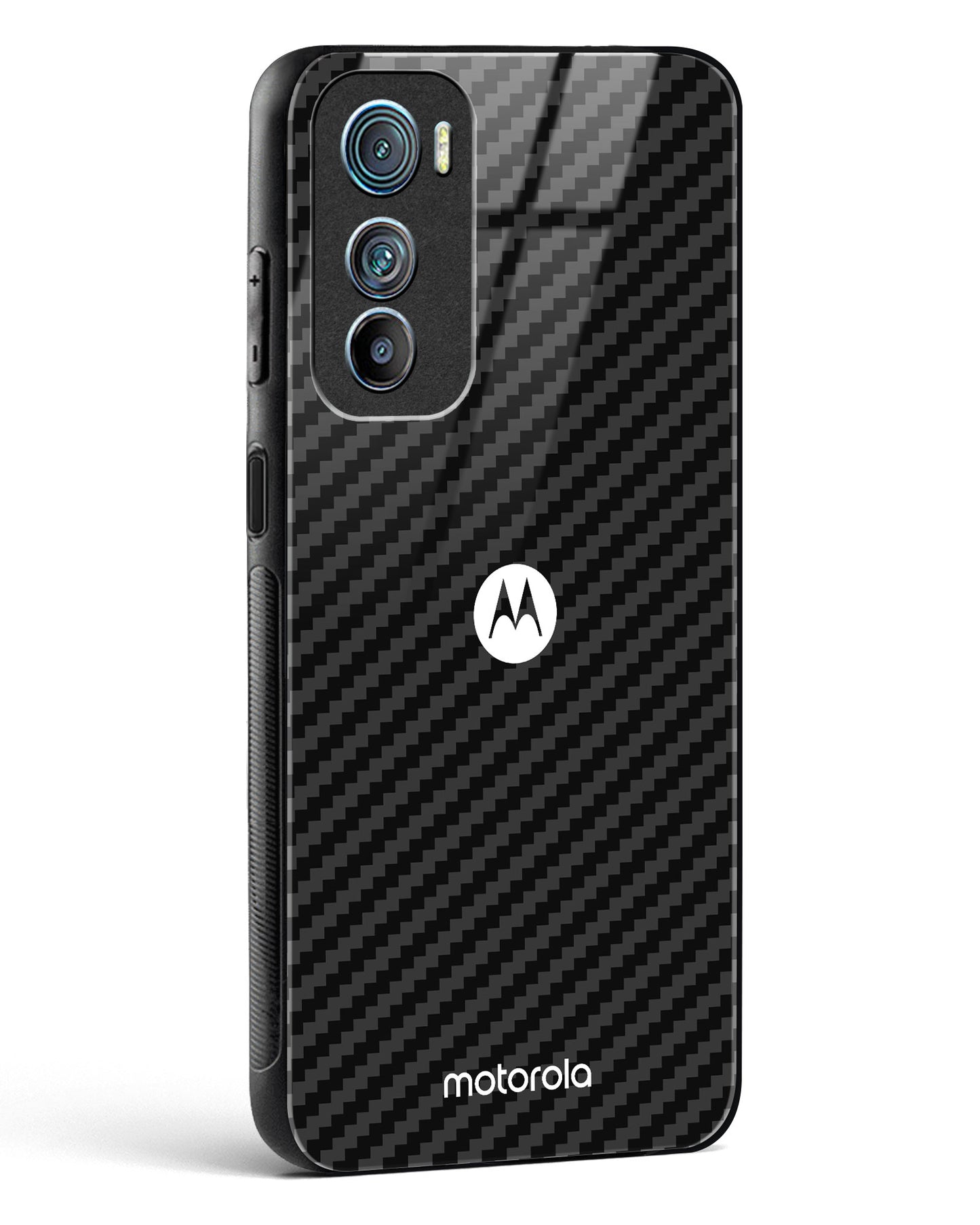 Black Carbon Pattern Glass Phone Case-Motorola Edge 30