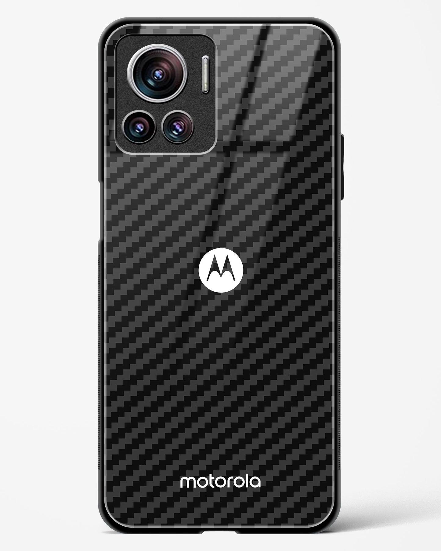 Black Carbon Pattern Glass Phone Case-Motorola Edge 30 Ultra