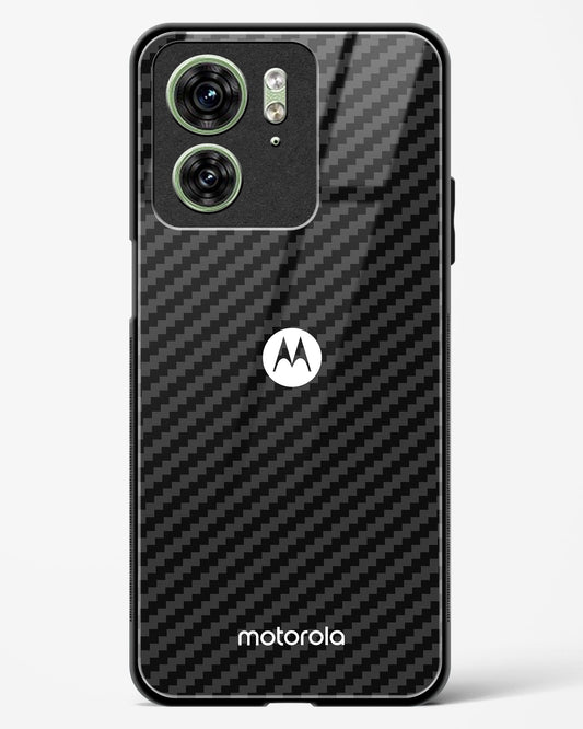 Black Carbon Pattern Glass Phone Case-Motorola Edge 40