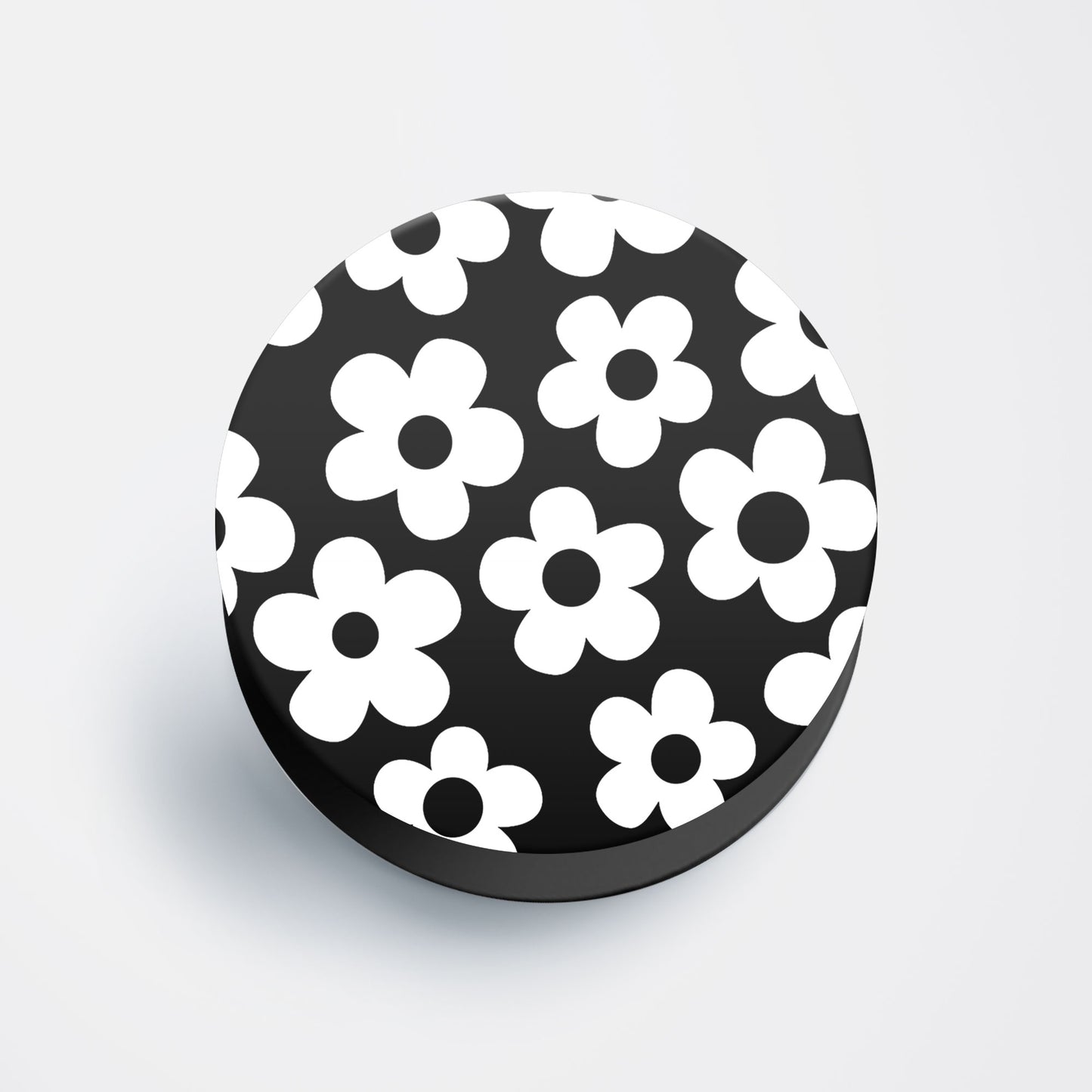 Black Floral Pattern Flat Pop Holder
