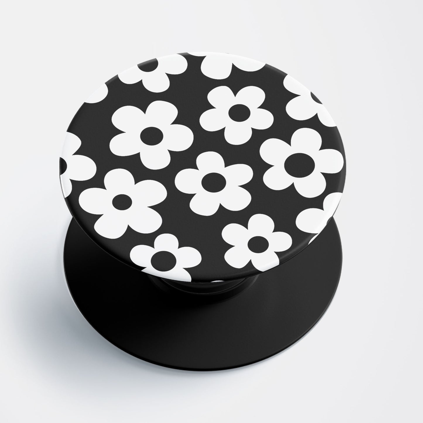 Black Floral Pattern Flat Pop Holder