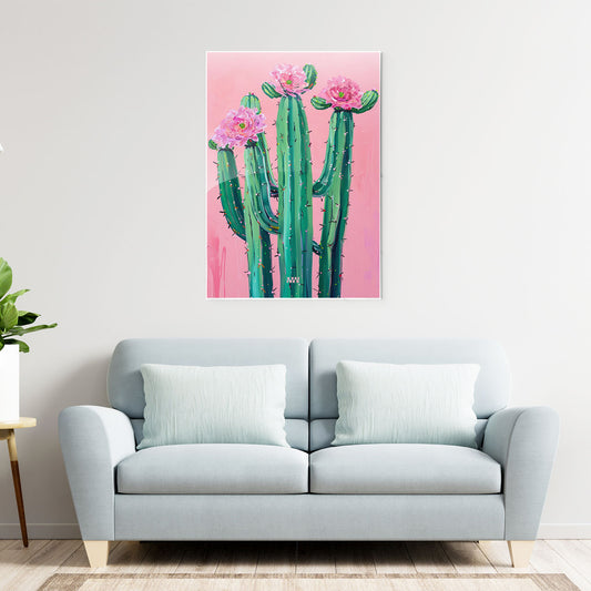 Blooming Cactus Metal-Poster