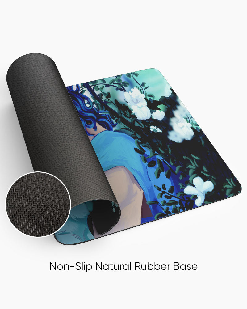 Blue Tresses & Ivory Whispers Deskmat