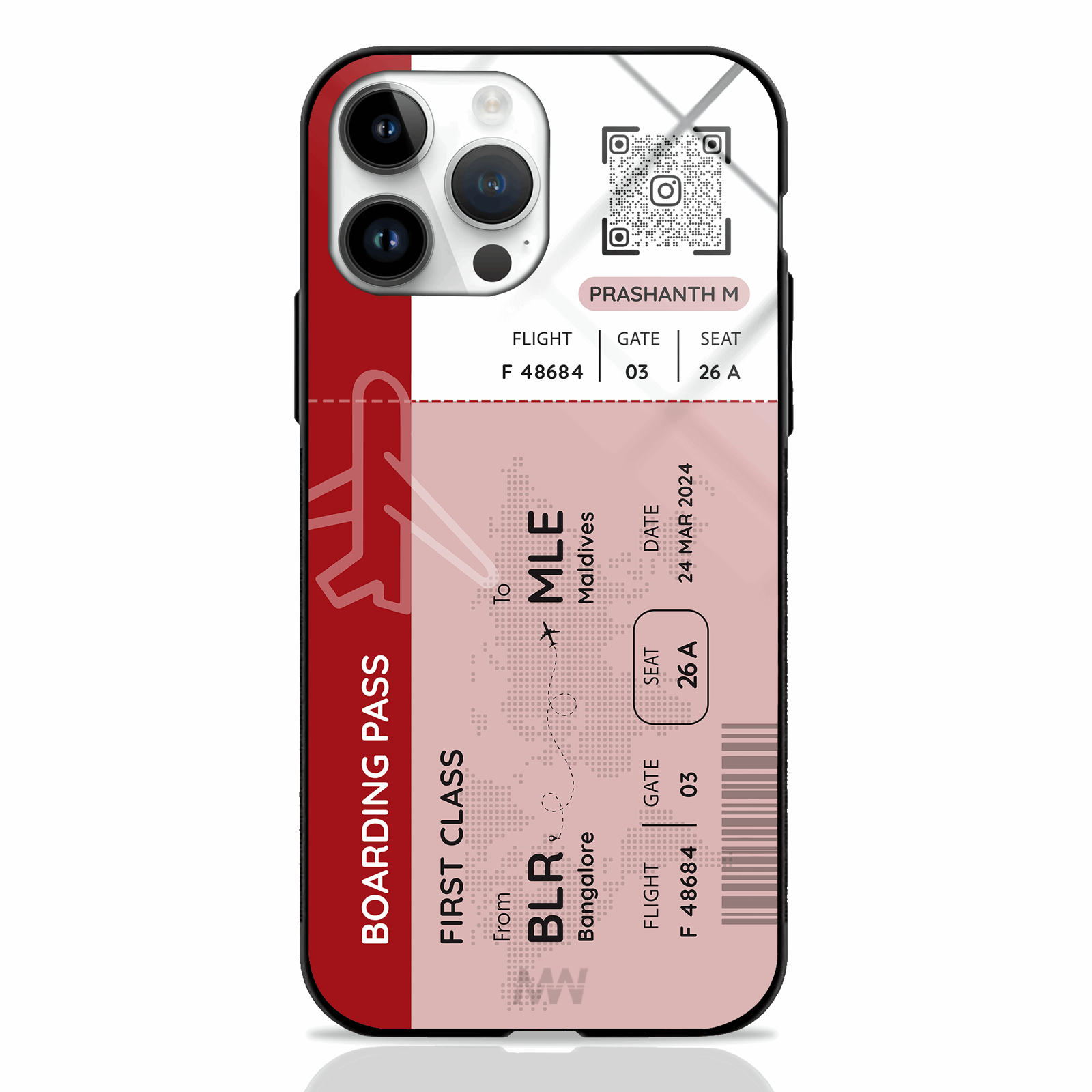 Boarding Pass Custom Name Premium GLASS CASES (5 Color Variants) - - MW Stuffs -