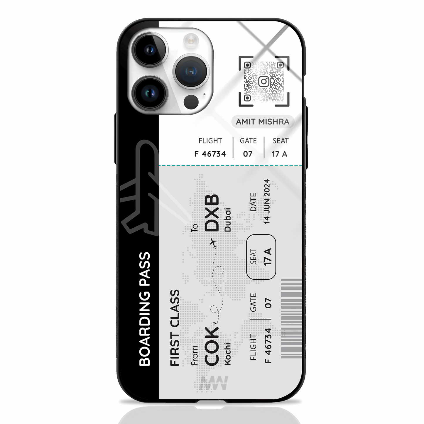 Boarding Pass Custom Name Premium GLASS CASES (5 Color Variants) - - MW Stuffs -