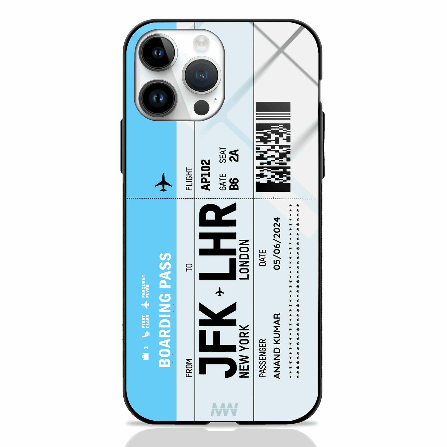 Boarding Pass Custom Name Premium GLASS CASE (2 color Variants) - - MW Stuffs -
