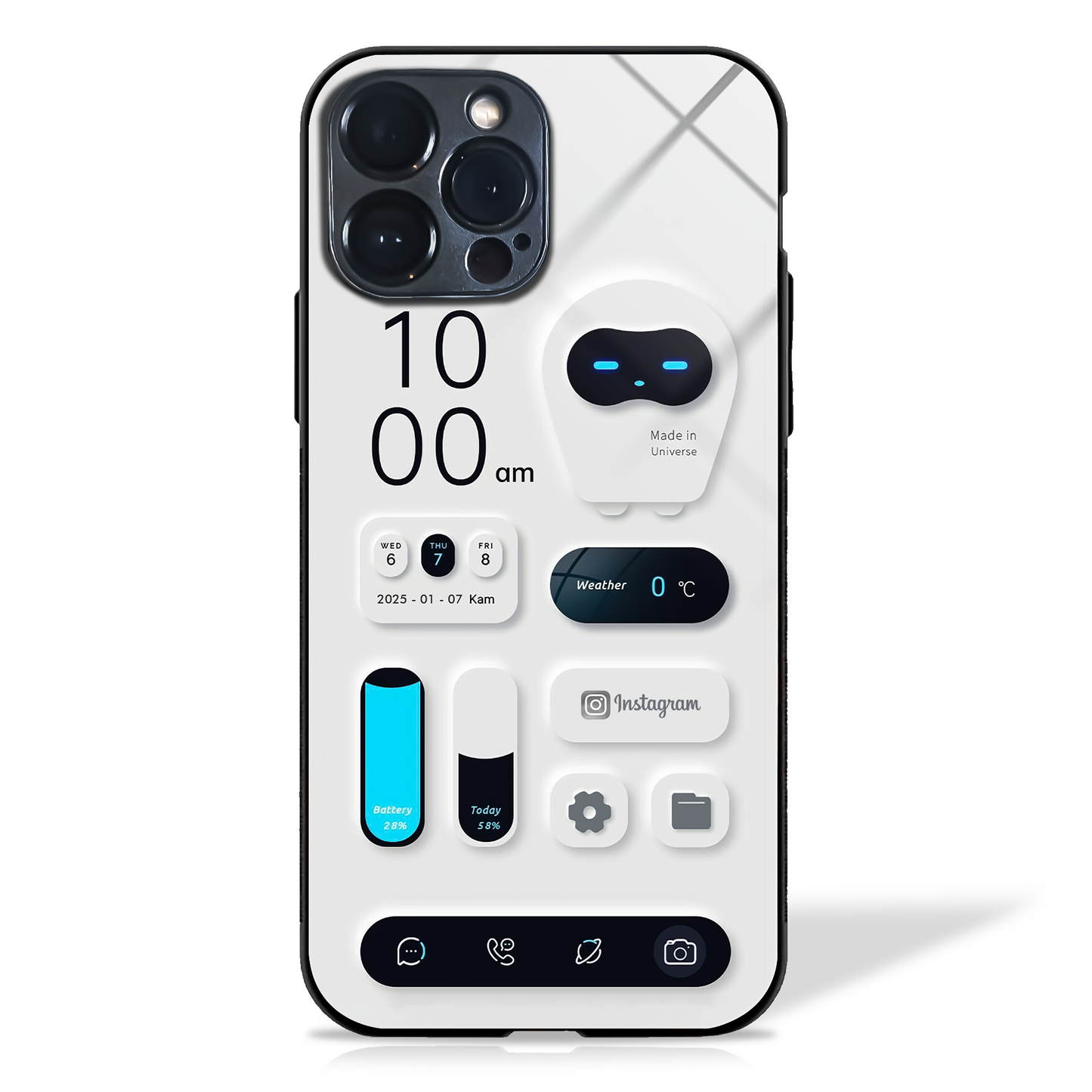 Minimalist Robot-Themed Widget Glass Case