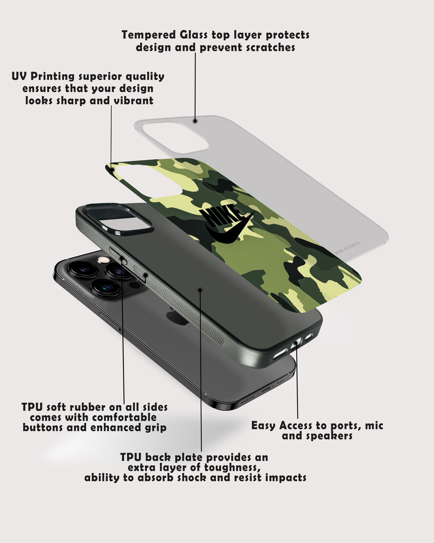 Brand Name Camouflage Glass Case - - MW Stuffs -