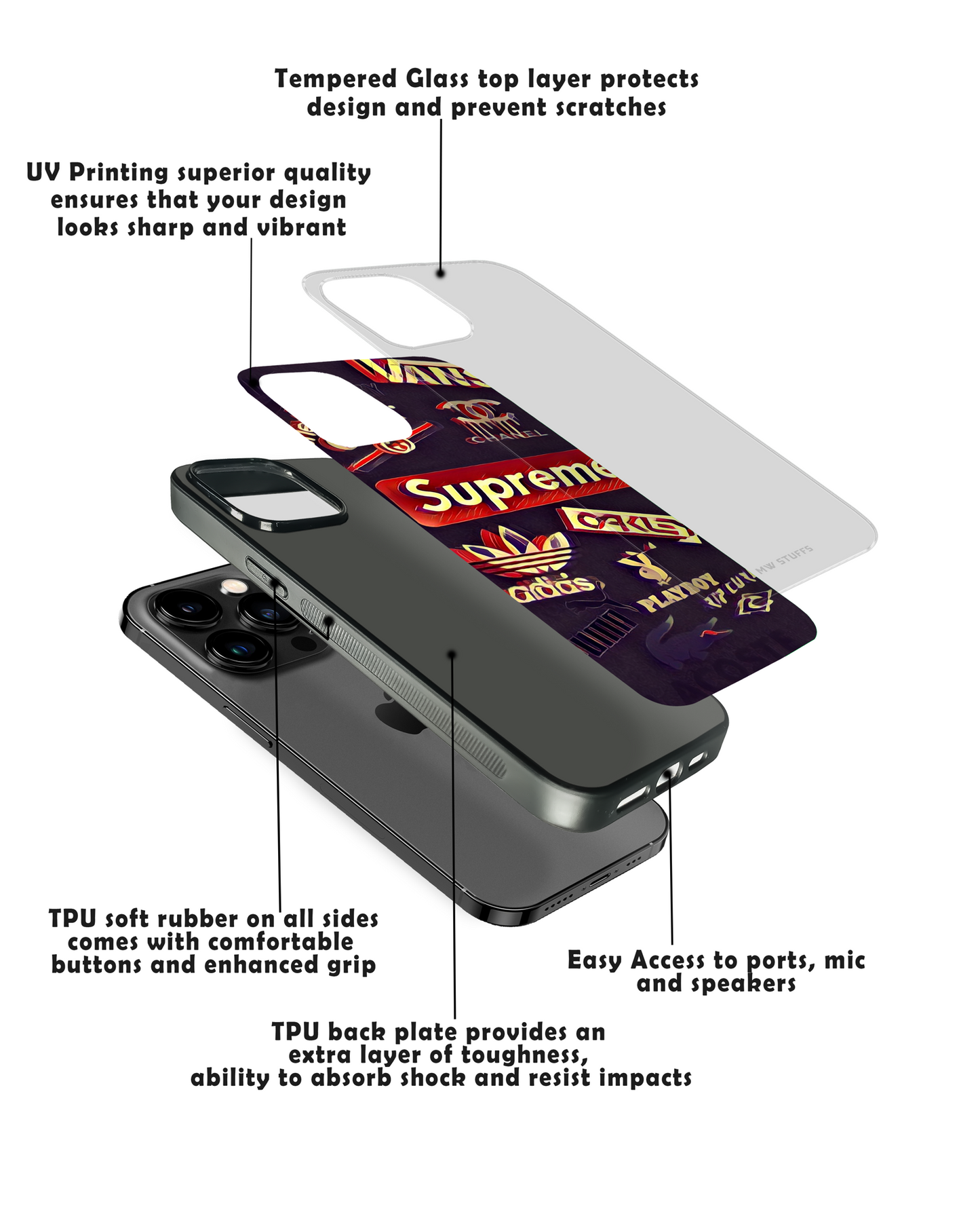 Branded Sticker Art Glass Case - - MW Stuffs -