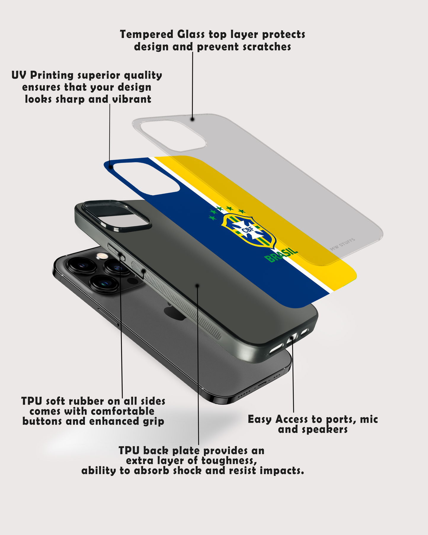 Brazil National Football Team Glass Case - - MW Stuffs -