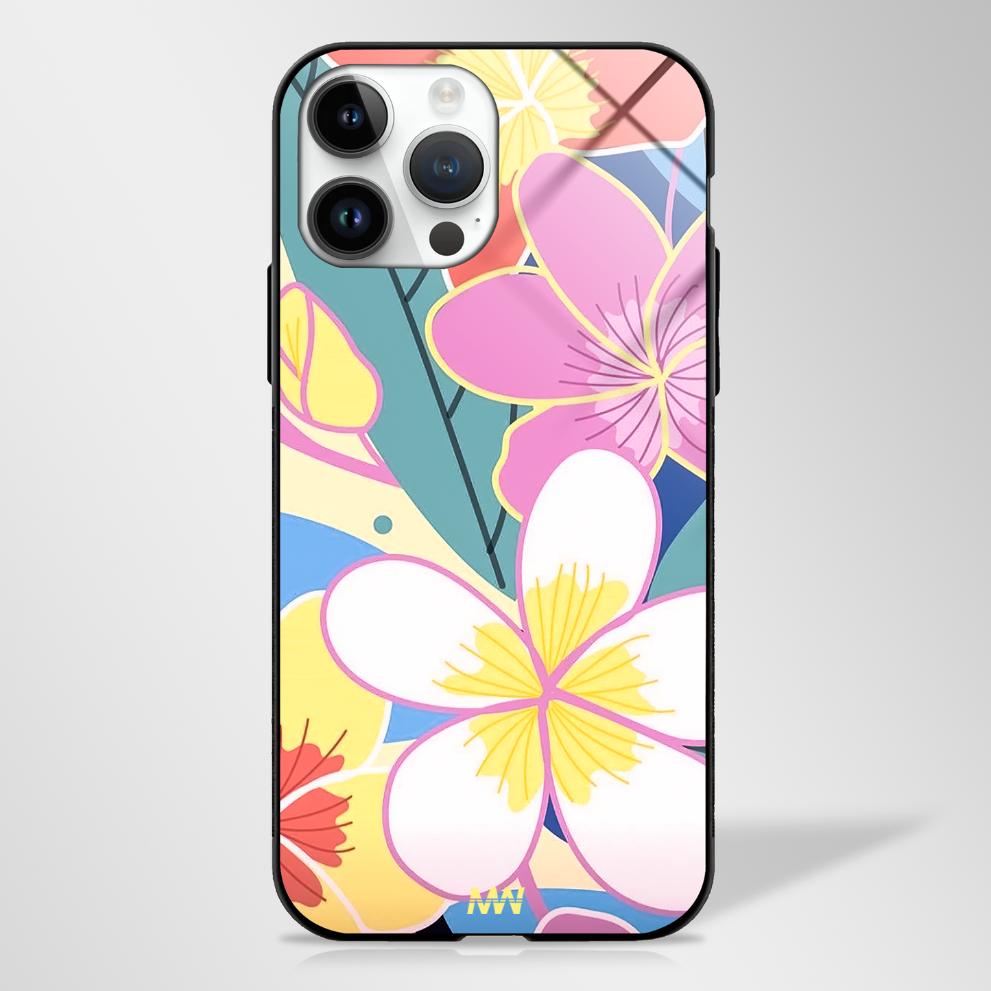 Charming Floral art Premium GLASS CASE - - MW Stuffs -