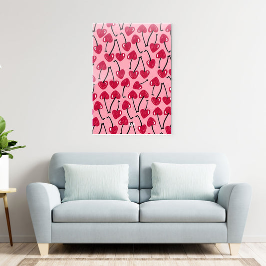 Cherry Hearts Aesthetic Metal-Poster