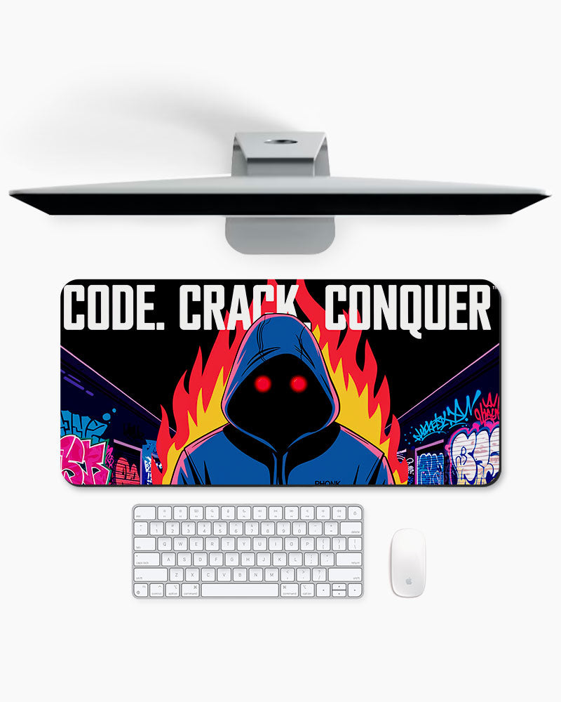 Code Crack Conquer Digital Inferno DeskMat