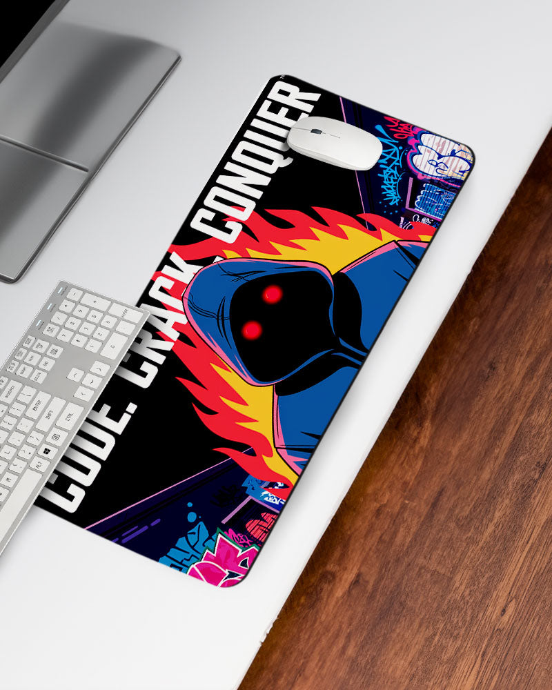 Code Crack Conquer Digital Inferno DeskMat