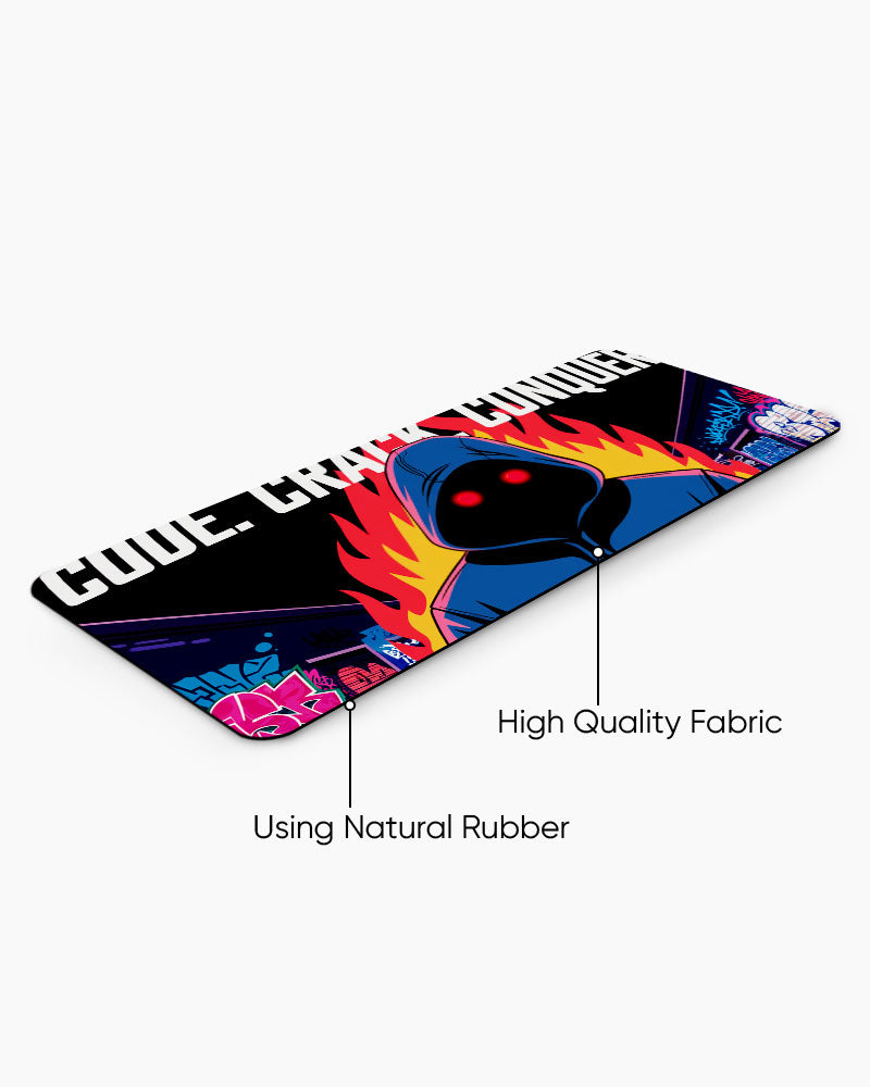 Code Crack Conquer Digital Inferno DeskMat