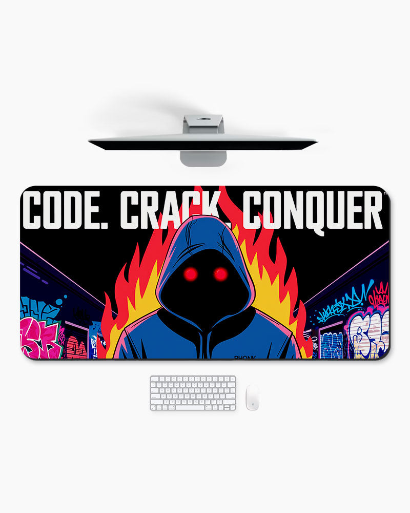 Code Crack Conquer Digital Inferno DeskMat
