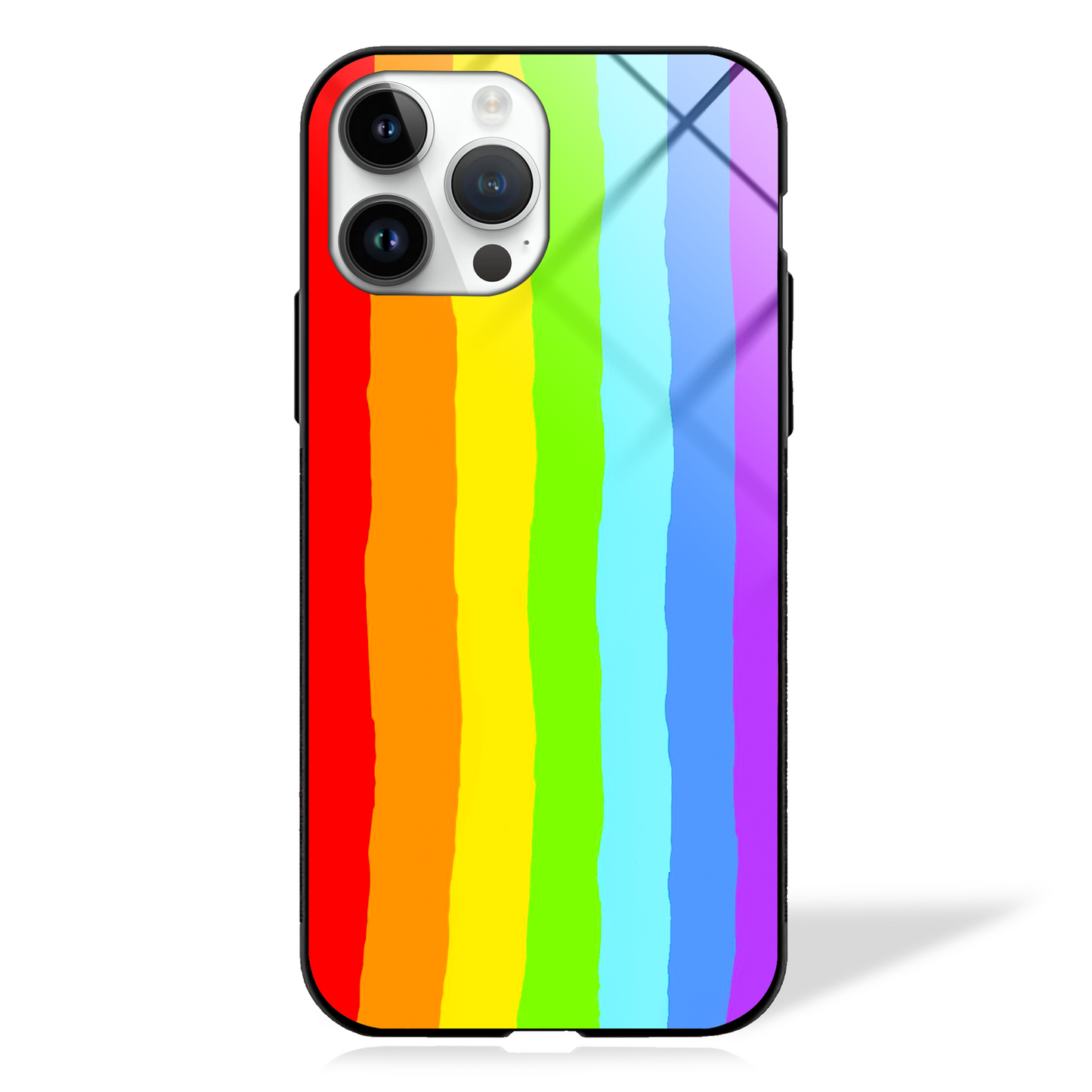 Colorful Rainbow Stripes Premium GLASS CASE - - MW Stuffs -