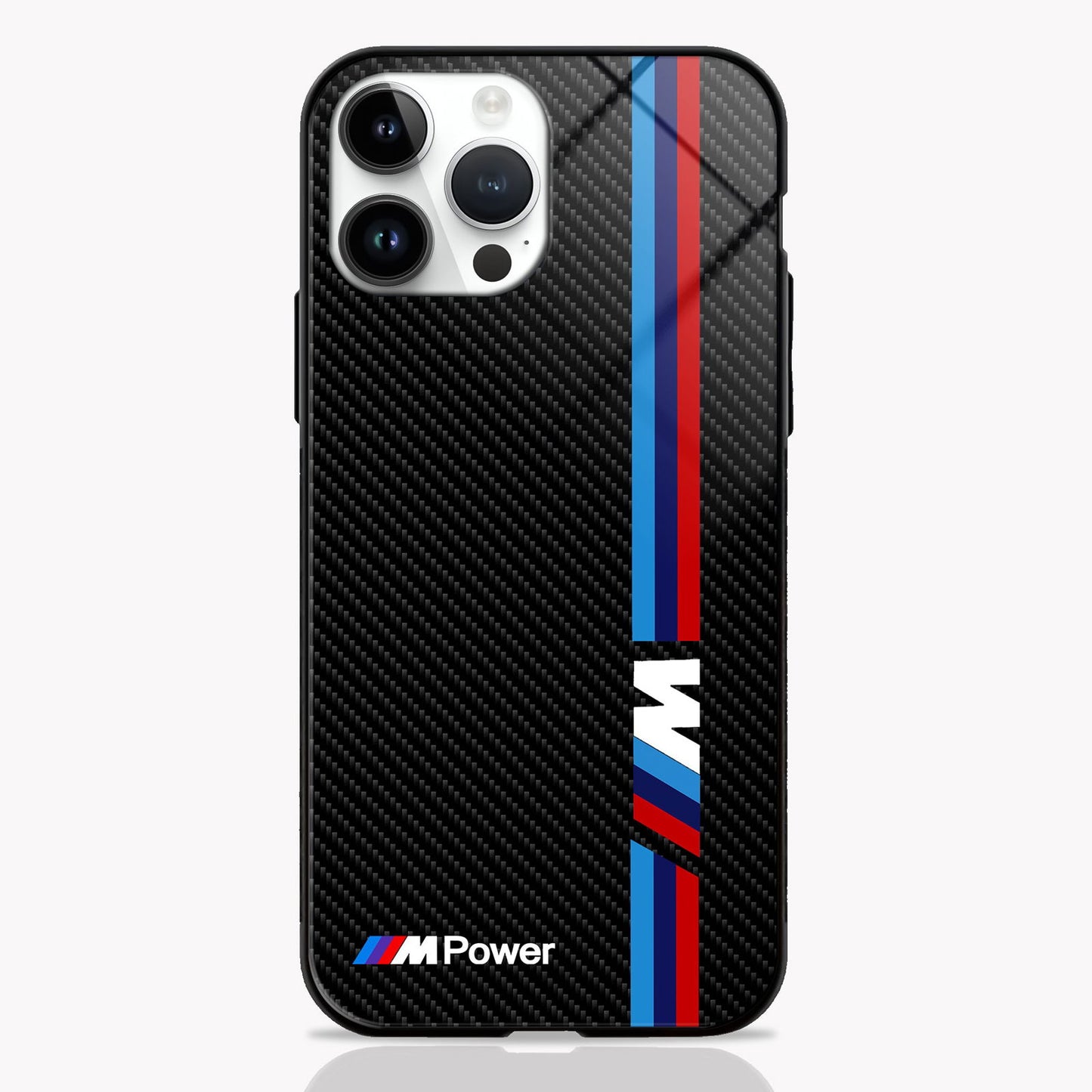 Cool Racing Stripes Black Carbon Pattern Glass Case - - MW Stuffs -