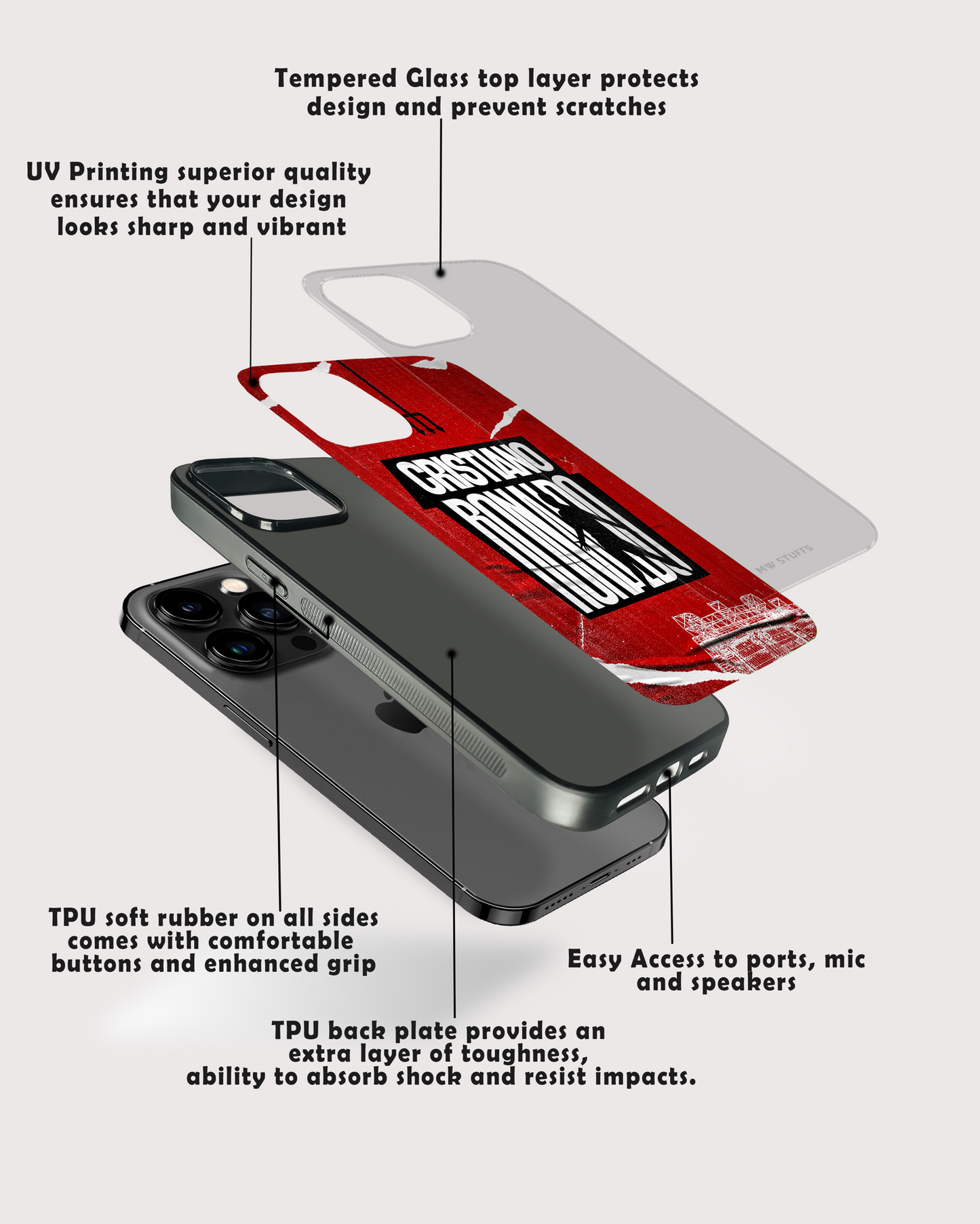 Cristiano Ronaldo Retro Poster Glass Case - - MW Stuffs -