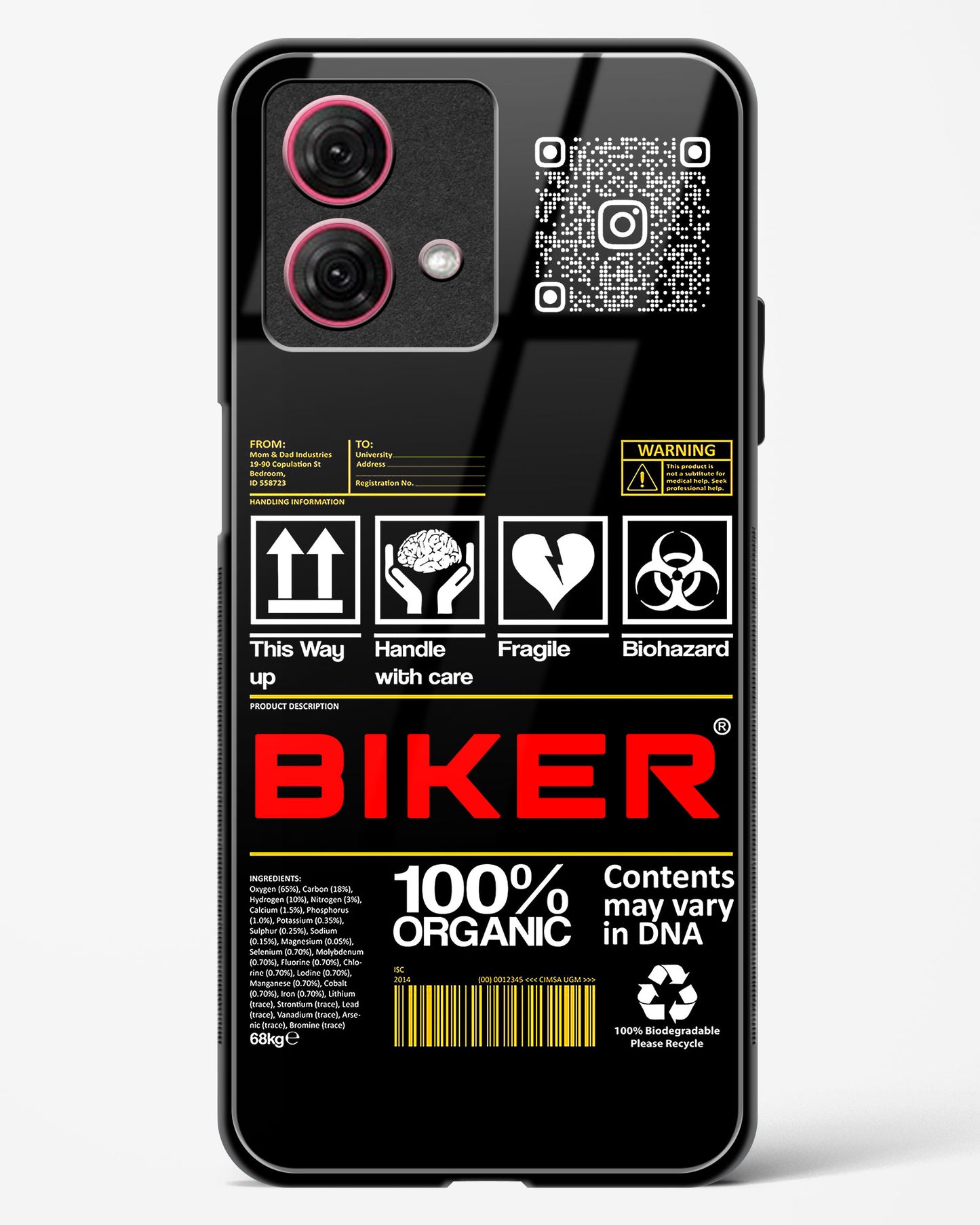 Custom QR Code Biker Glass Phone Case-Moto G84 5G