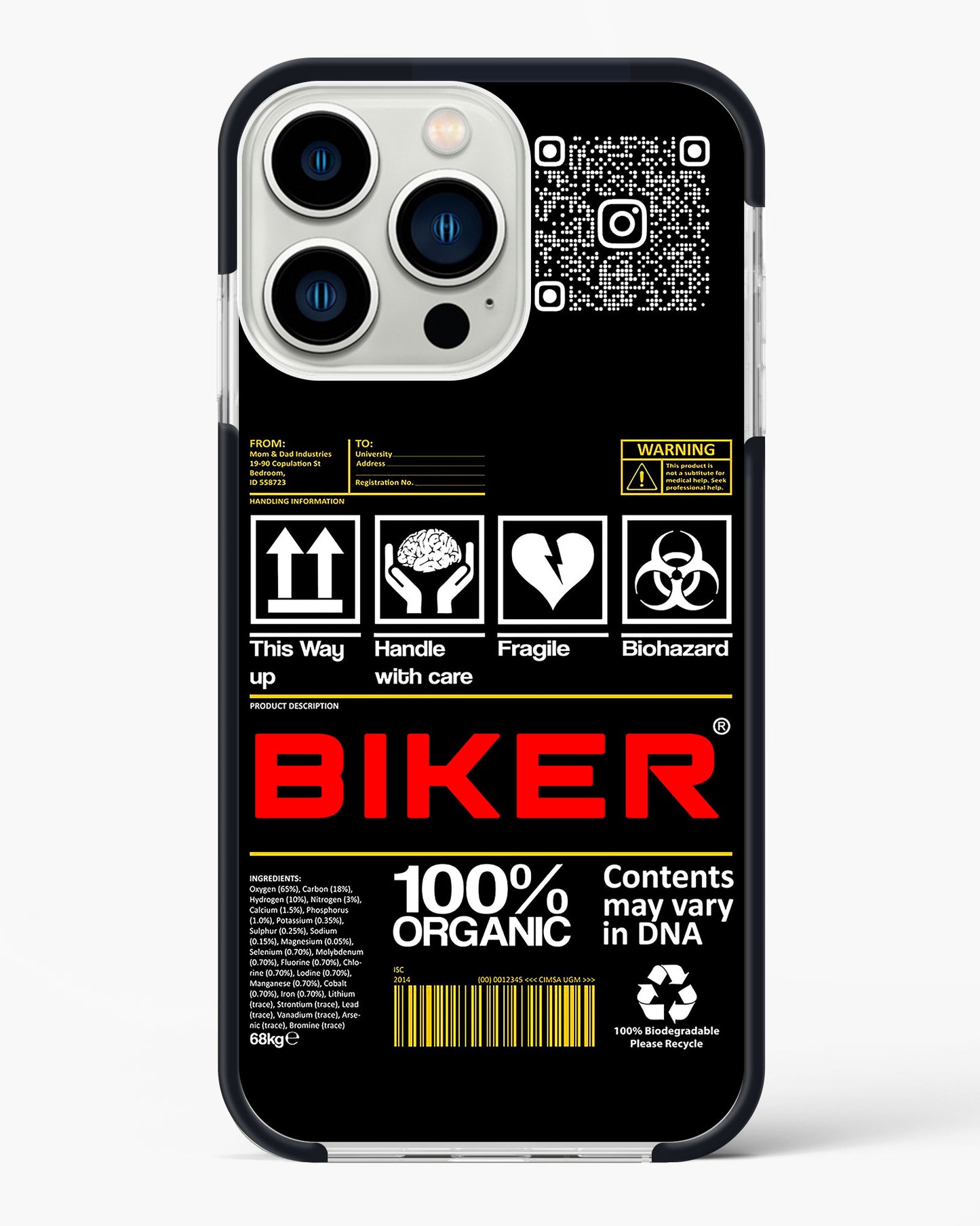 Custom QR Code Biker Impact Drop Protection Case