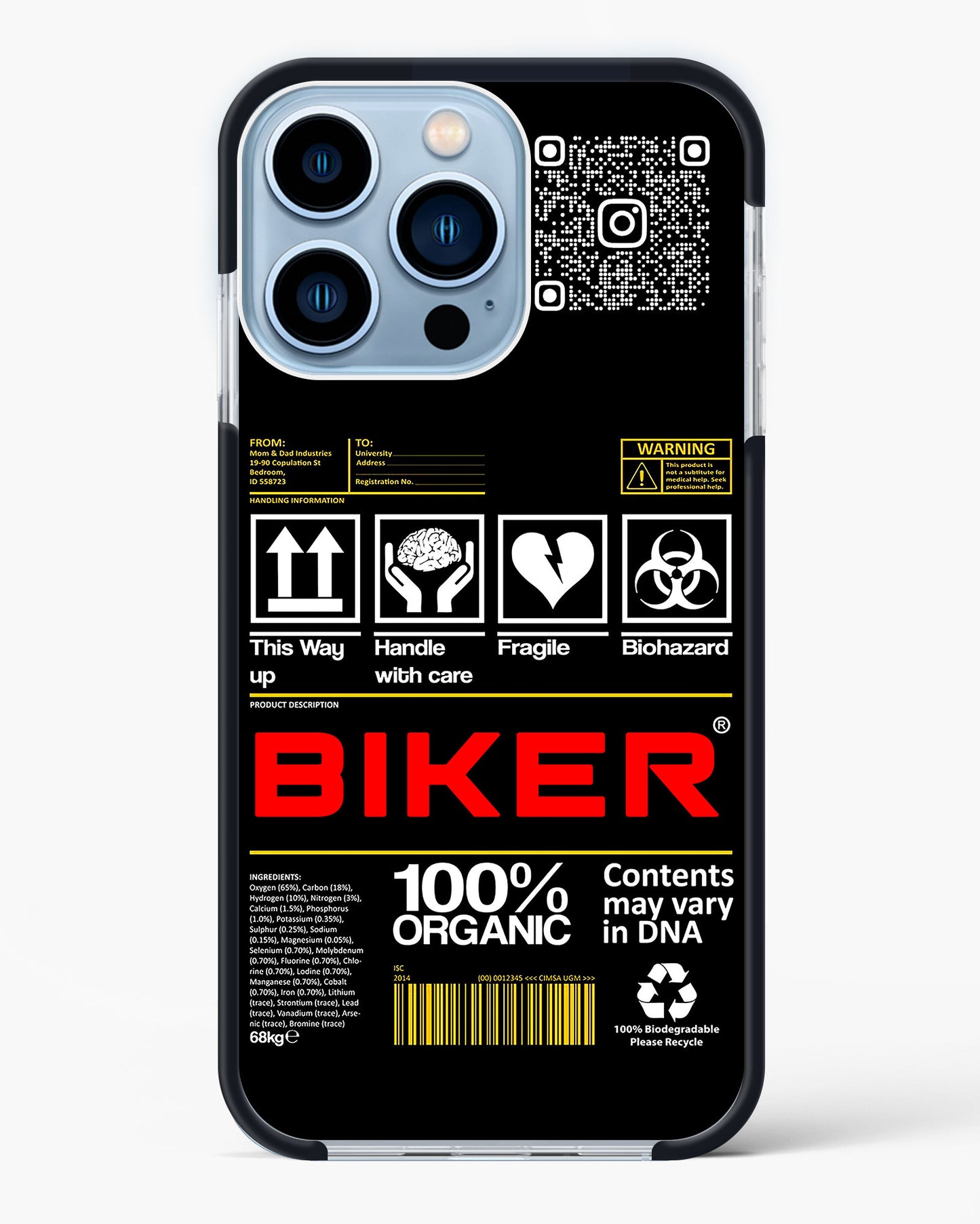 Custom QR Code Biker Impact Drop Protection Case