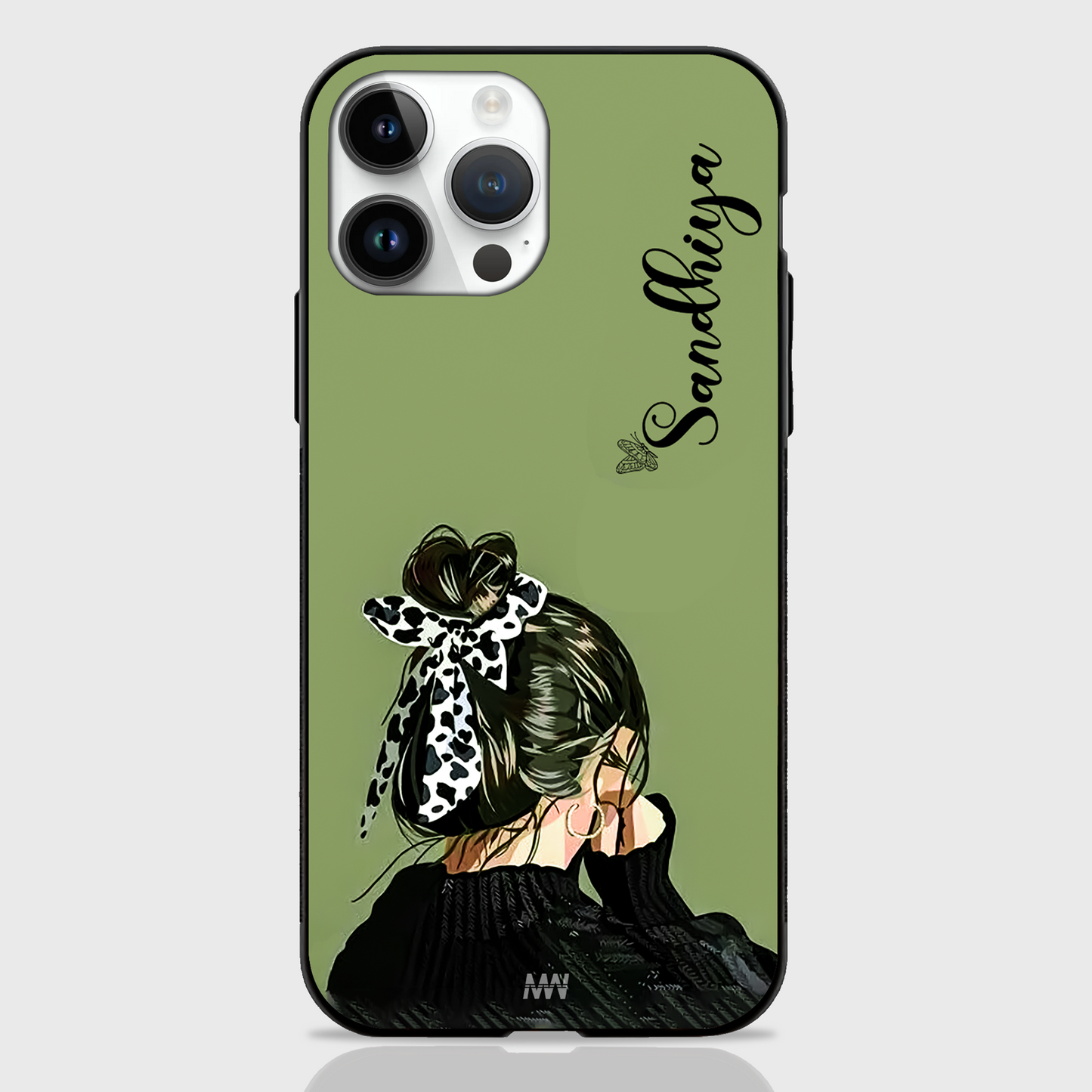 Custom Name Bow Beauty GLASS CASE - - MW Stuffs -