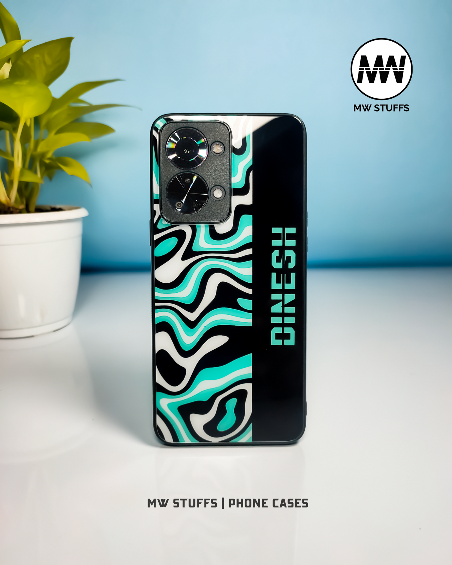 Custom Name Color Blend Glass Case - - MW Stuffs -