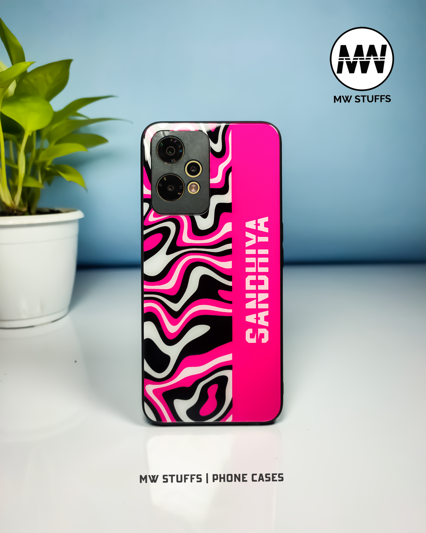 Custom Name Color Blend Glass Case - - MW Stuffs -