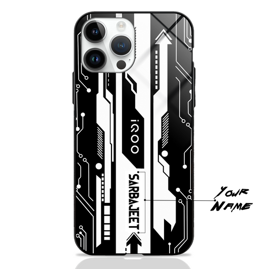 Custom Name Gaming Abstract Theme GLASS CASES (Red & Black) - - MW Stuffs -