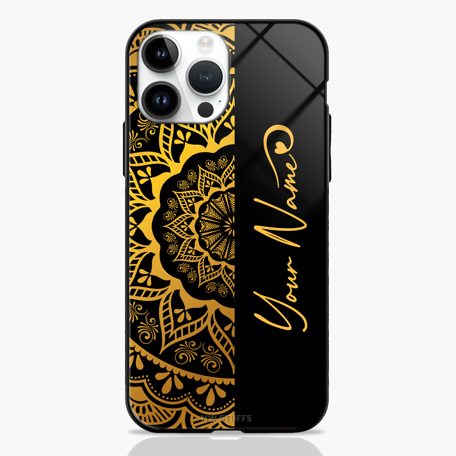 Custom Name Mandala Glass Case (6 variants) - - MW Stuffs -